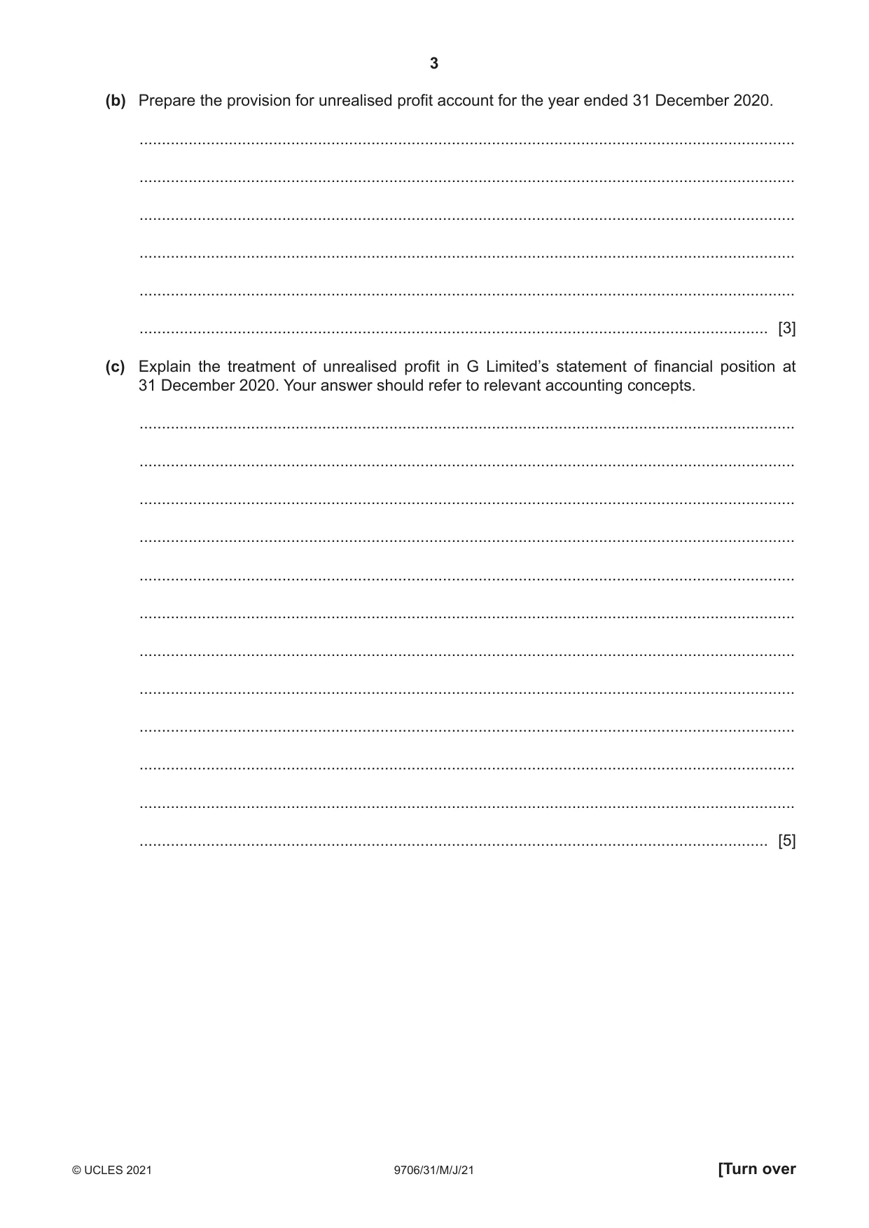 Cambridge A Level Accounting 9706 2021 May/June Paper 3 · Variant 1 question paper, page 3 of 28