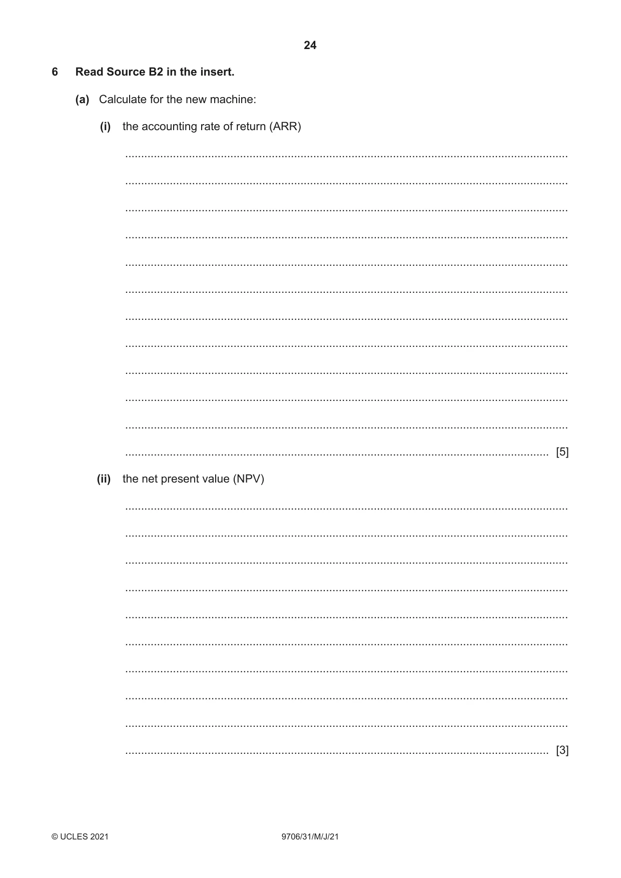 Cambridge A Level Accounting 9706 2021 May/June Paper 3 · Variant 1 question paper, page 24 of 28