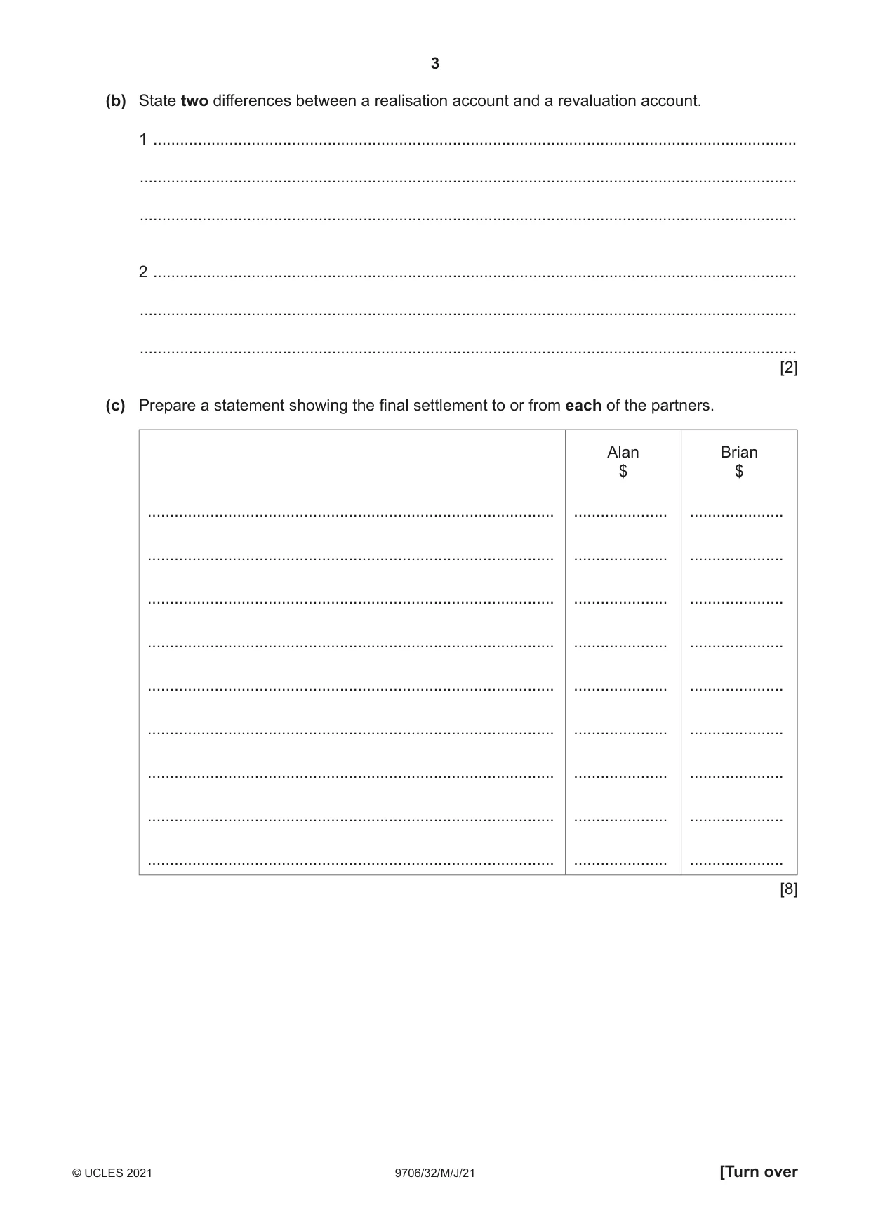 Cambridge A Level Accounting 9706 2021 May/June Paper 3 · Variant 2 question paper, page 3 of 24