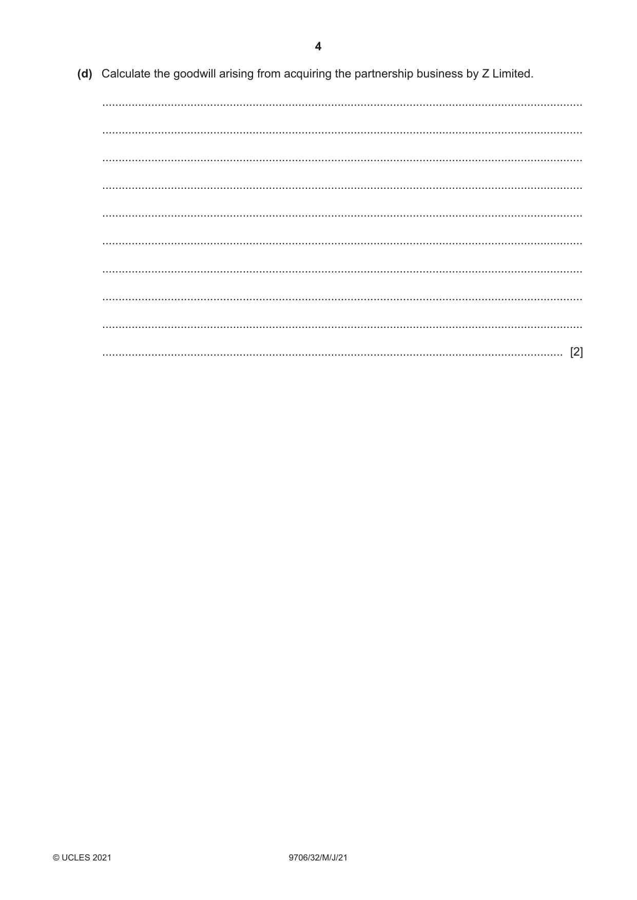 Cambridge A Level Accounting 9706 2021 May/June Paper 3 · Variant 2 question paper, page 4 of 24