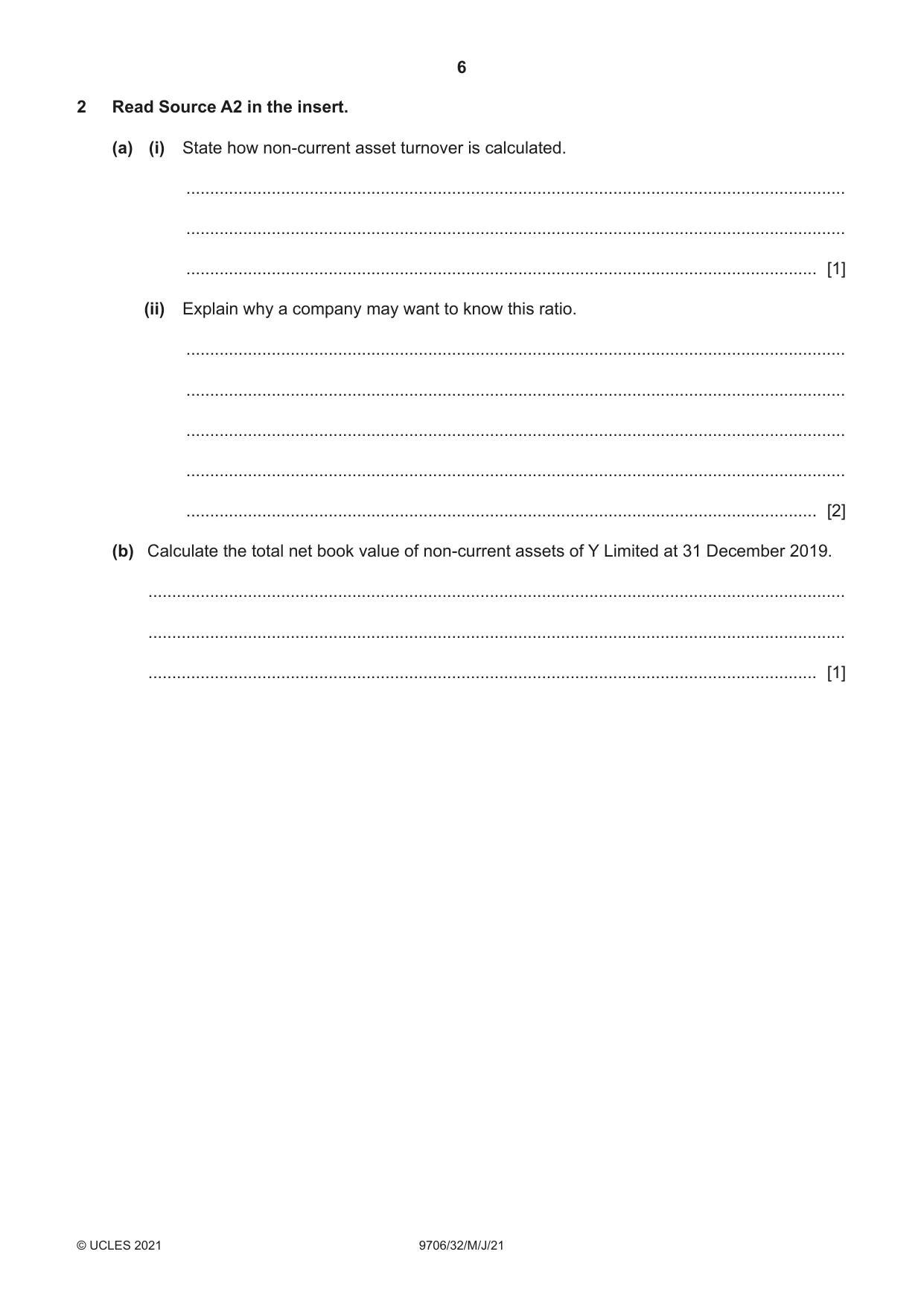 Cambridge A Level Accounting 9706 2021 May/June Paper 3 · Variant 2 question paper, page 6 of 24