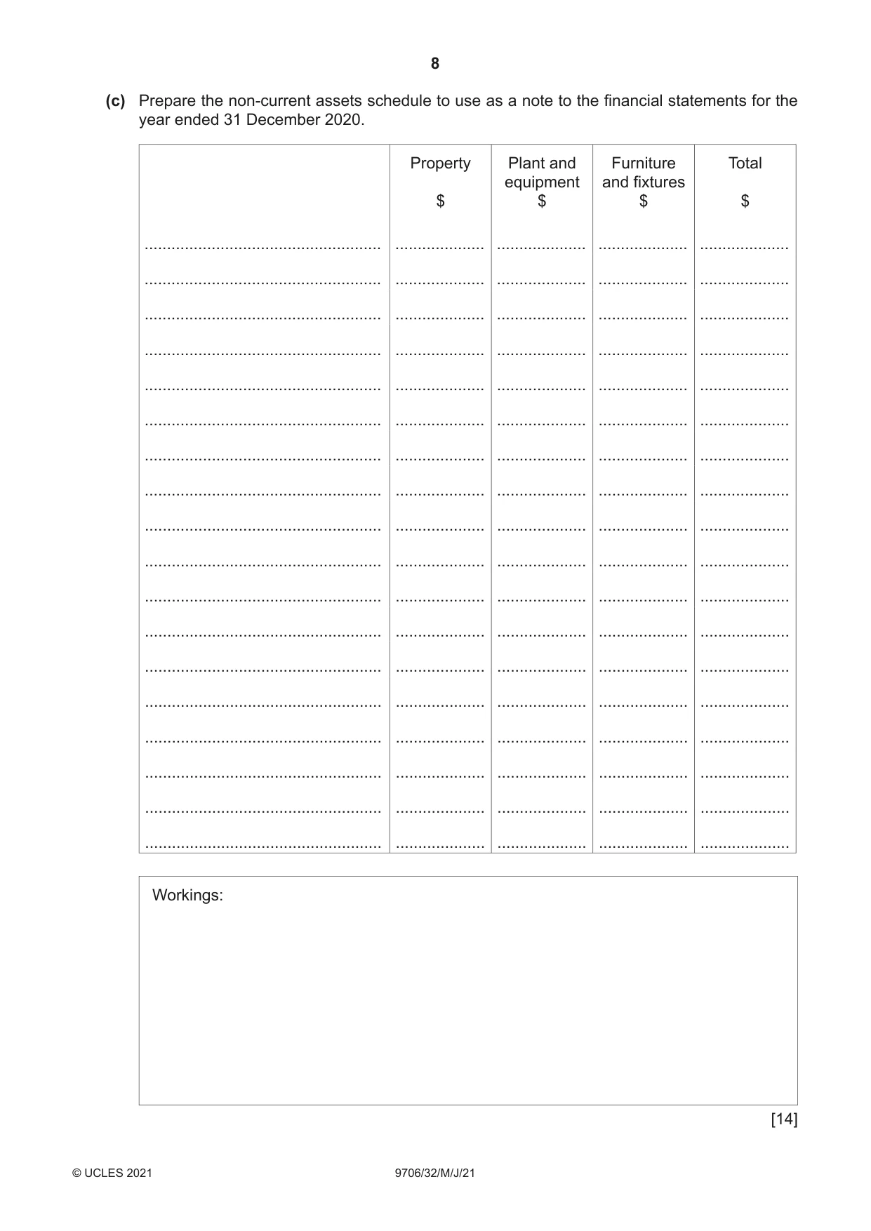 Cambridge A Level Accounting 9706 2021 May/June Paper 3 · Variant 2 question paper, page 8 of 24