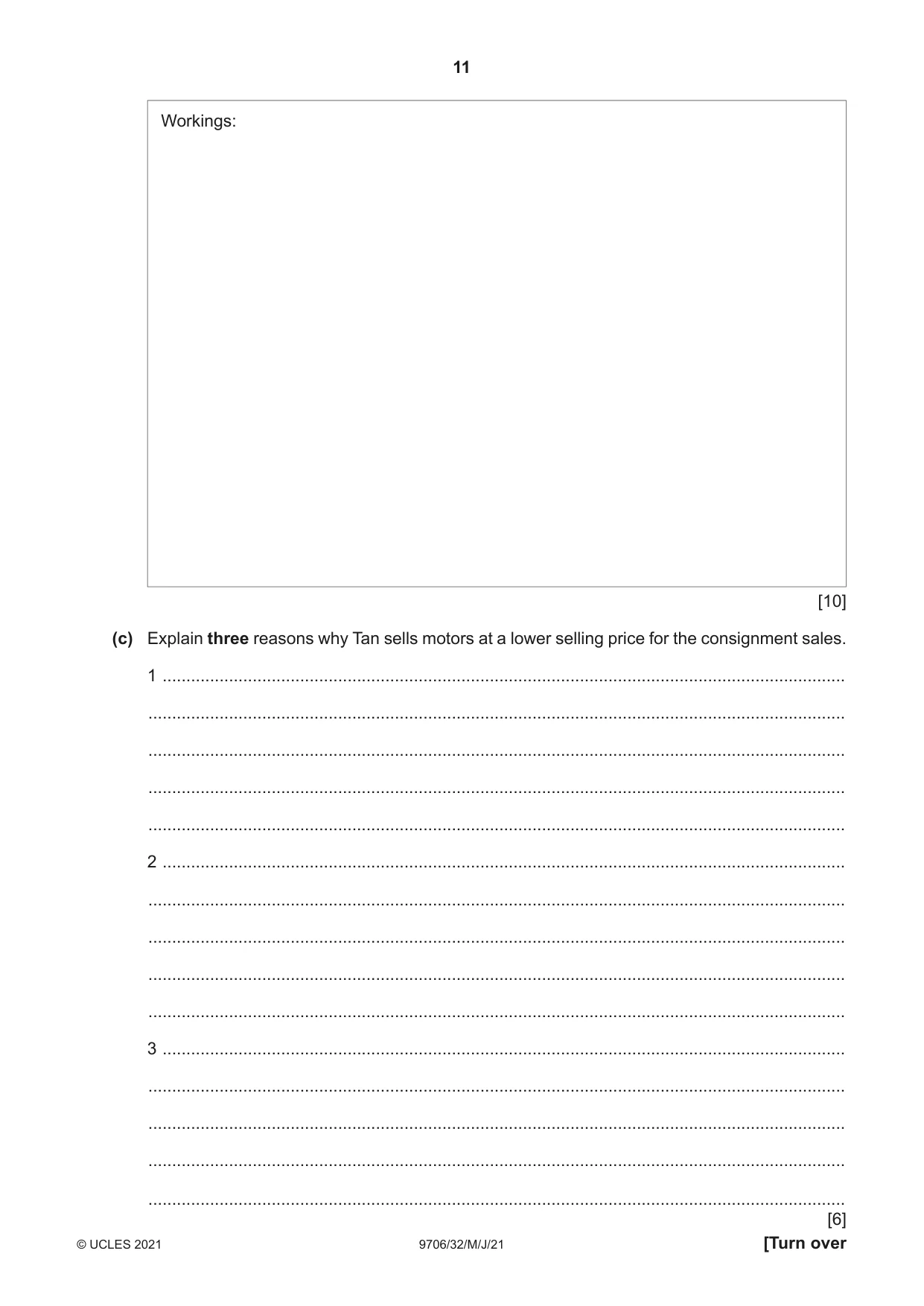 Cambridge A Level Accounting 9706 2021 May/June Paper 3 · Variant 2 question paper, page 11 of 24