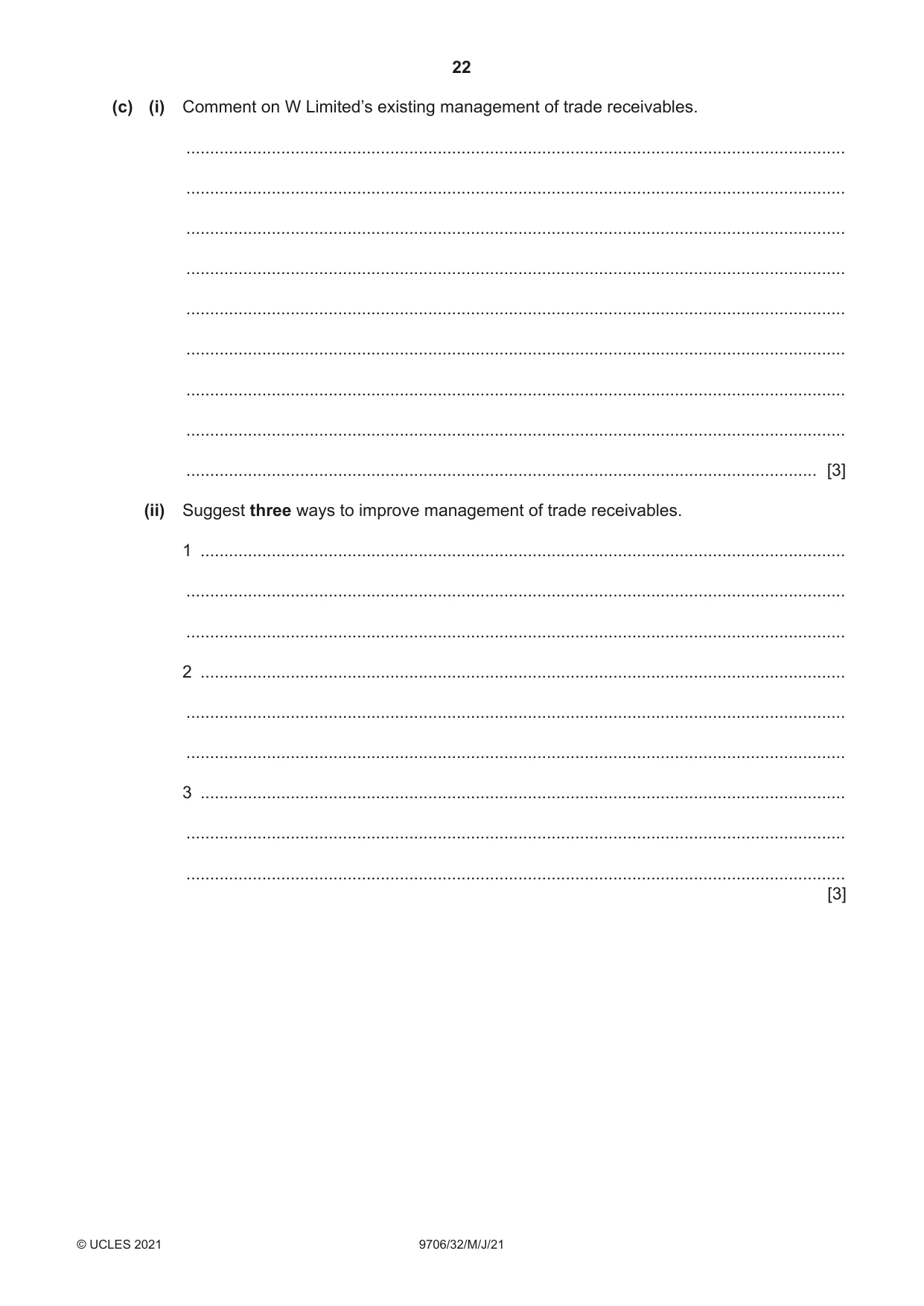 Cambridge A Level Accounting 9706 2021 May/June Paper 3 · Variant 2 question paper, page 22 of 24