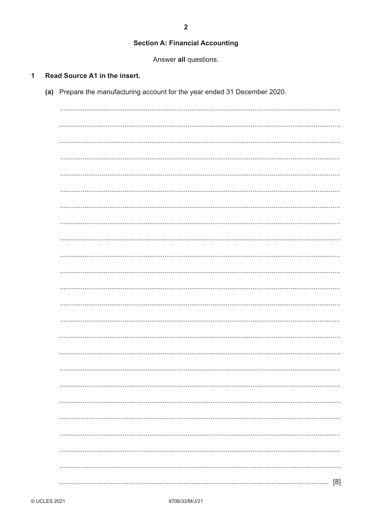Cambridge A Level Accounting 9706 2021 May/June Paper 3 · Variant 3 question paper, page 2 of 28