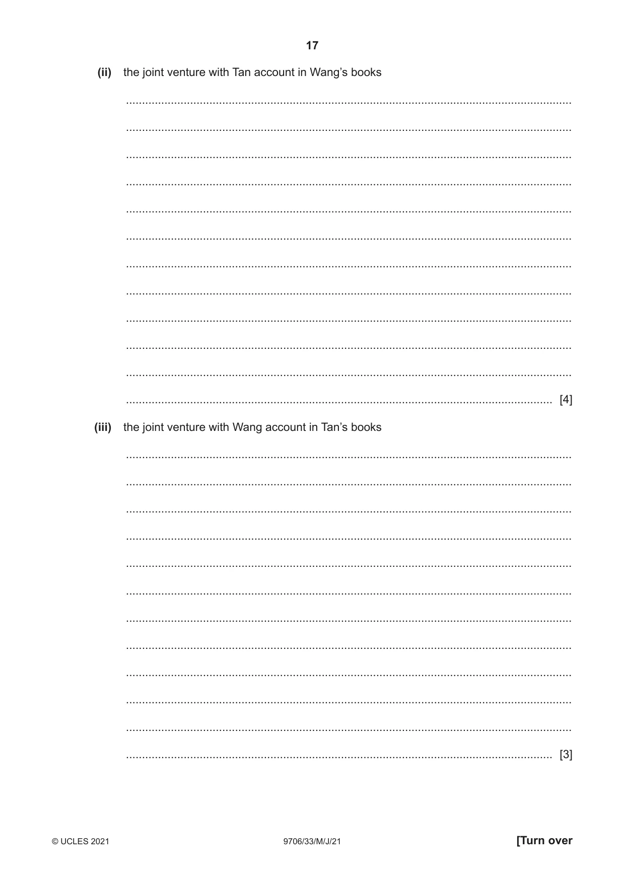 Cambridge A Level Accounting 9706 2021 May/June Paper 3 · Variant 3 question paper, page 17 of 28