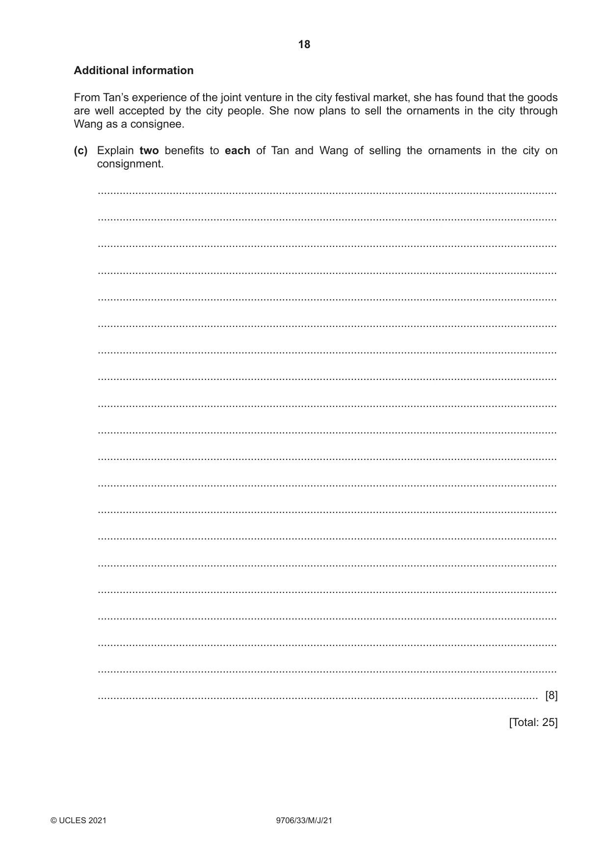 Cambridge A Level Accounting 9706 2021 May/June Paper 3 · Variant 3 question paper, page 18 of 28