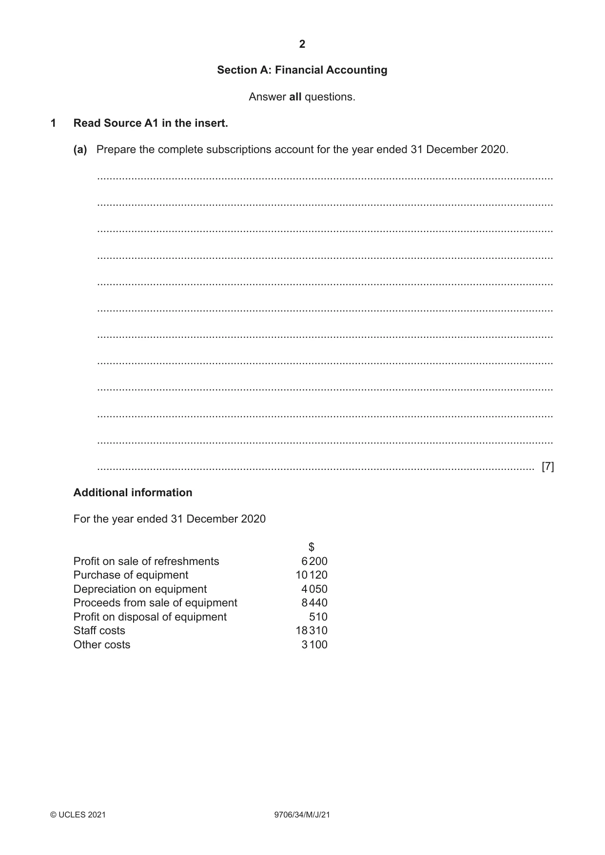 Cambridge A Level Accounting 9706 2021 May/June Paper 3 · Variant 4 question paper, page 2 of 20