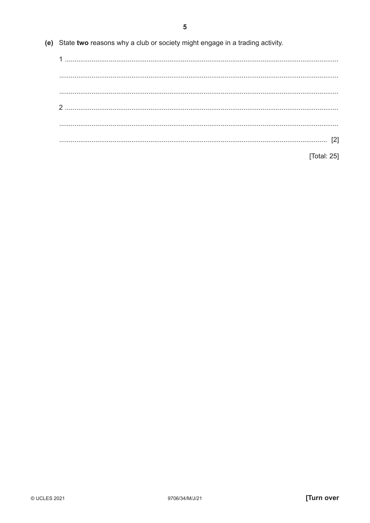 Cambridge A Level Accounting 9706 2021 May/June Paper 3 · Variant 4 question paper, page 5 of 20