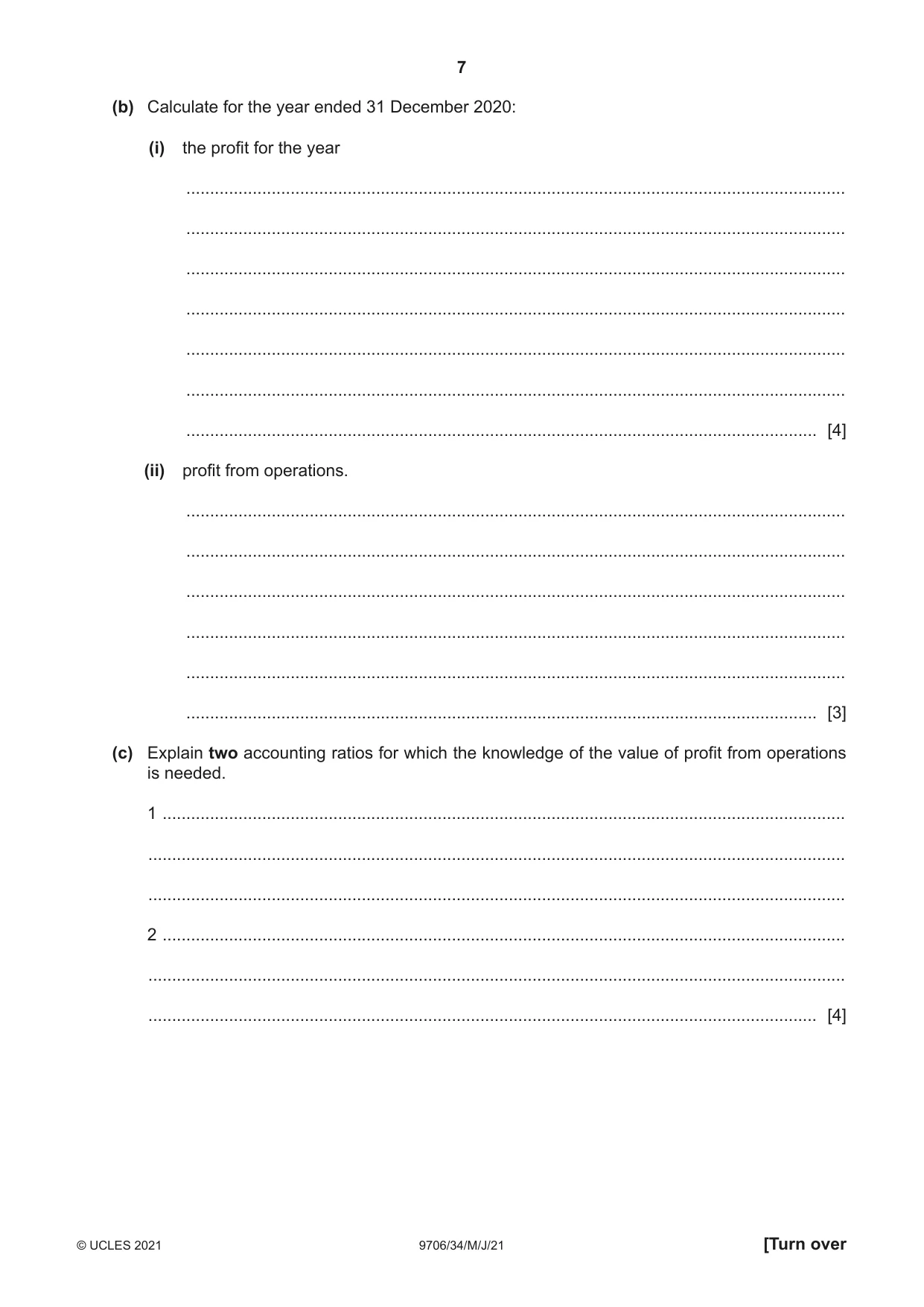 Cambridge A Level Accounting 9706 2021 May/June Paper 3 · Variant 4 question paper, page 7 of 20