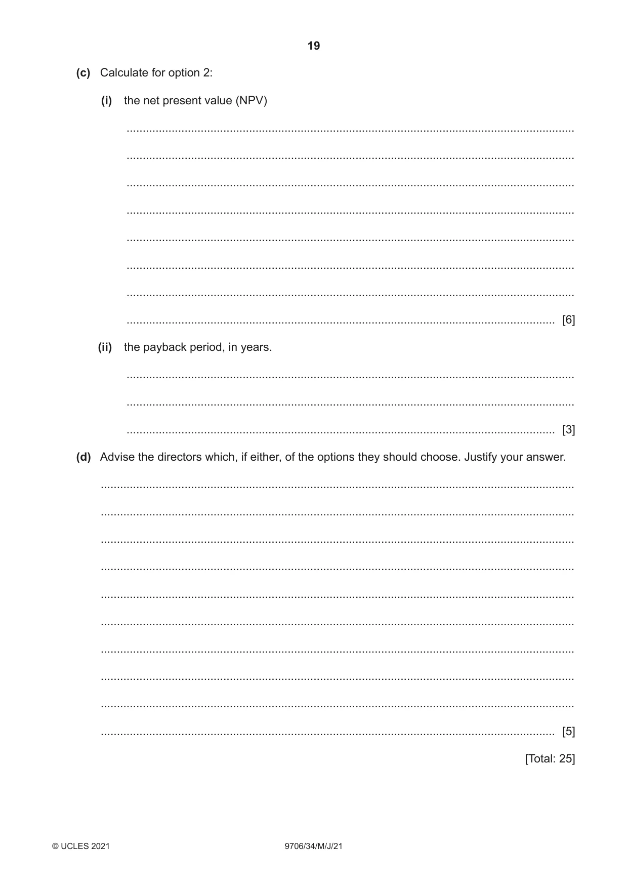 Cambridge A Level Accounting 9706 2021 May/June Paper 3 · Variant 4 question paper, page 19 of 20
