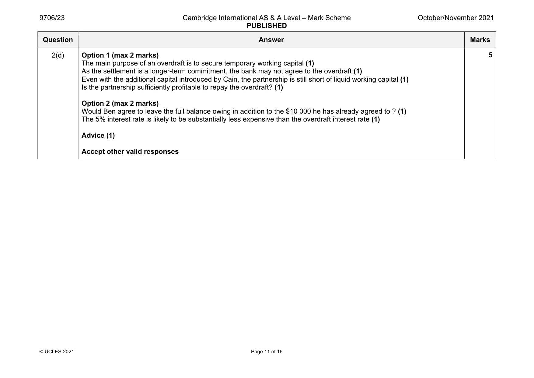 Mark scheme, page 11 of 16