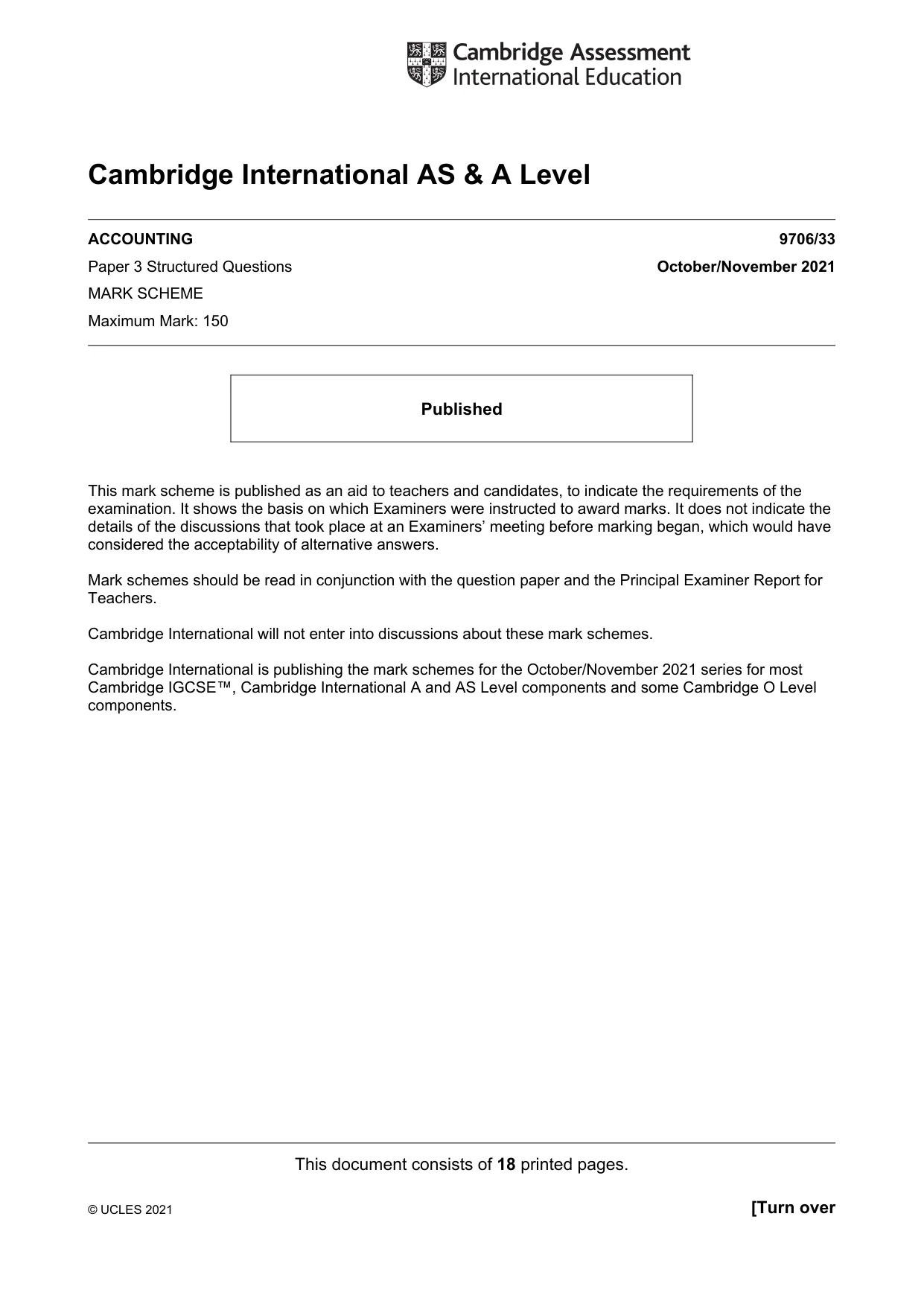 Mark scheme, page 1 of 18