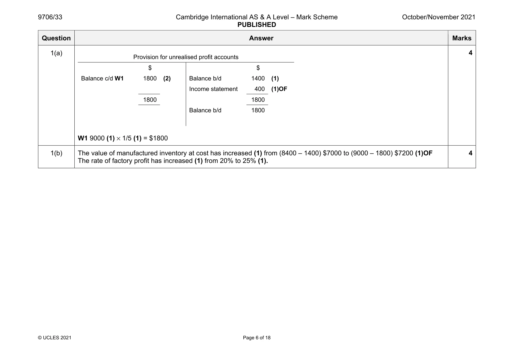 Mark scheme, page 6 of 18