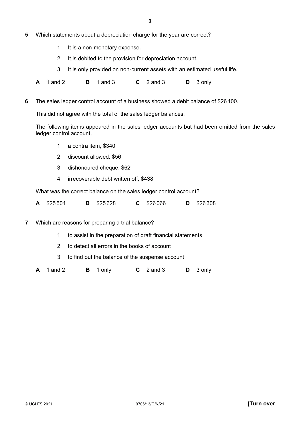 Cambridge A Level Accounting 9706 2021 Oct/Nov Paper 1 · Variant 3 question paper, page 3 of 12