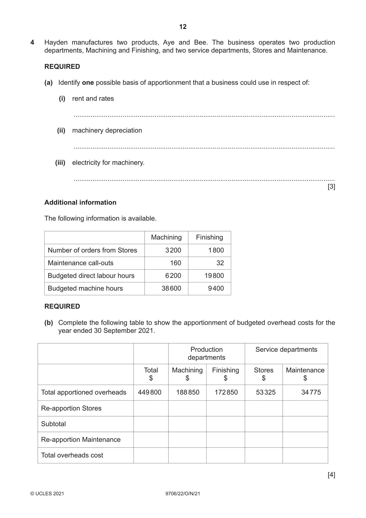 Cambridge A Level Accounting 9706 2021 Oct/Nov Paper 2 · Variant 2 question paper, page 12 of 16