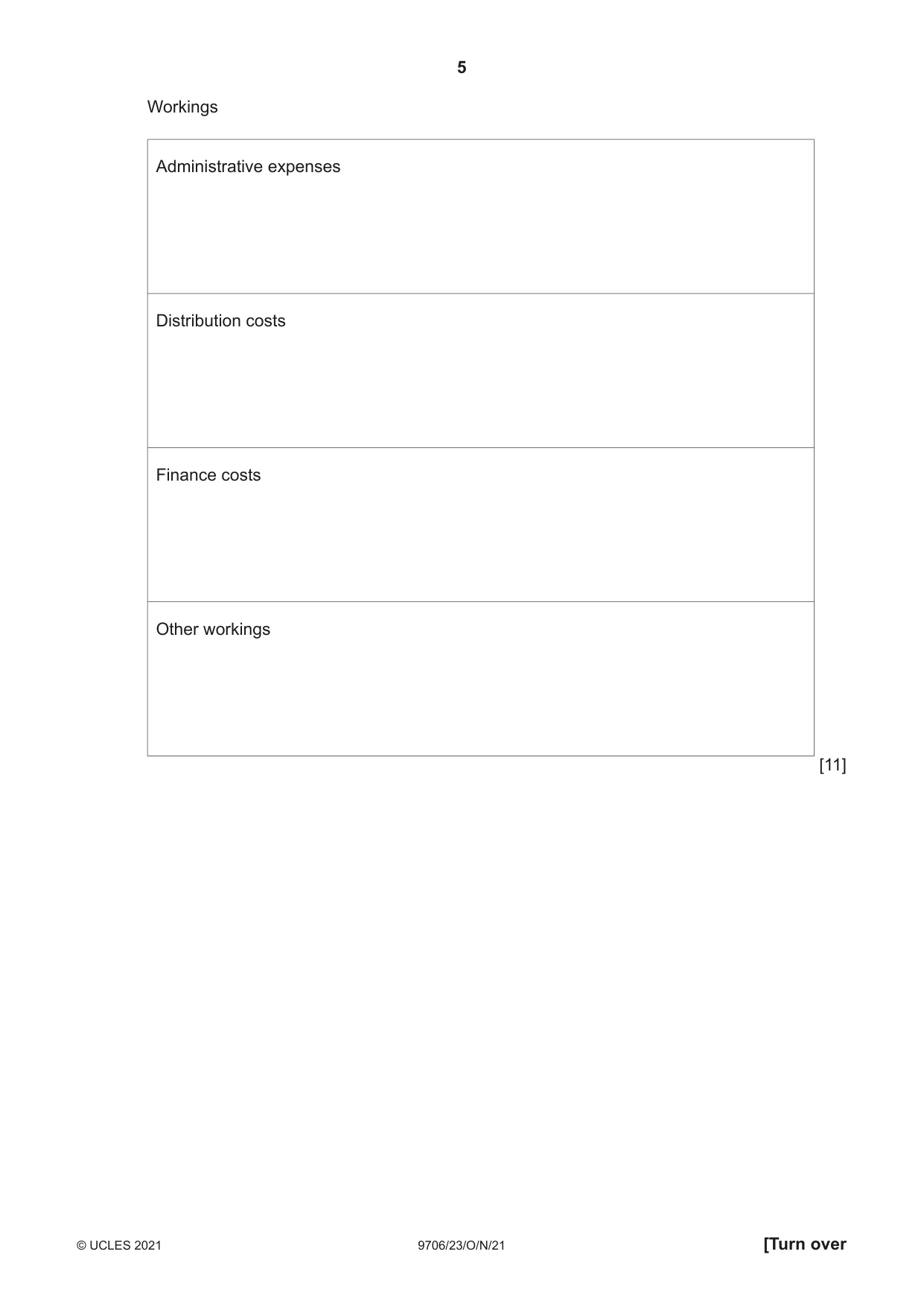 Cambridge A Level Accounting 9706 2021 Oct/Nov Paper 2 · Variant 3 question paper, page 5 of 20
