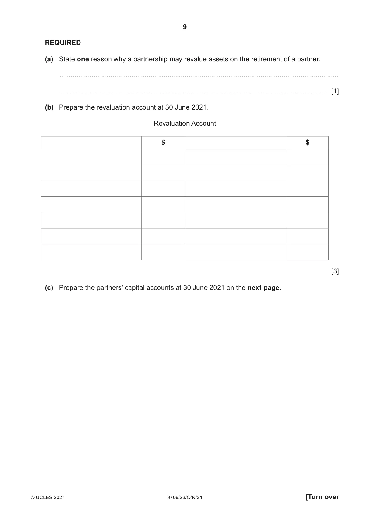 Cambridge A Level Accounting 9706 2021 Oct/Nov Paper 2 · Variant 3 question paper, page 9 of 20