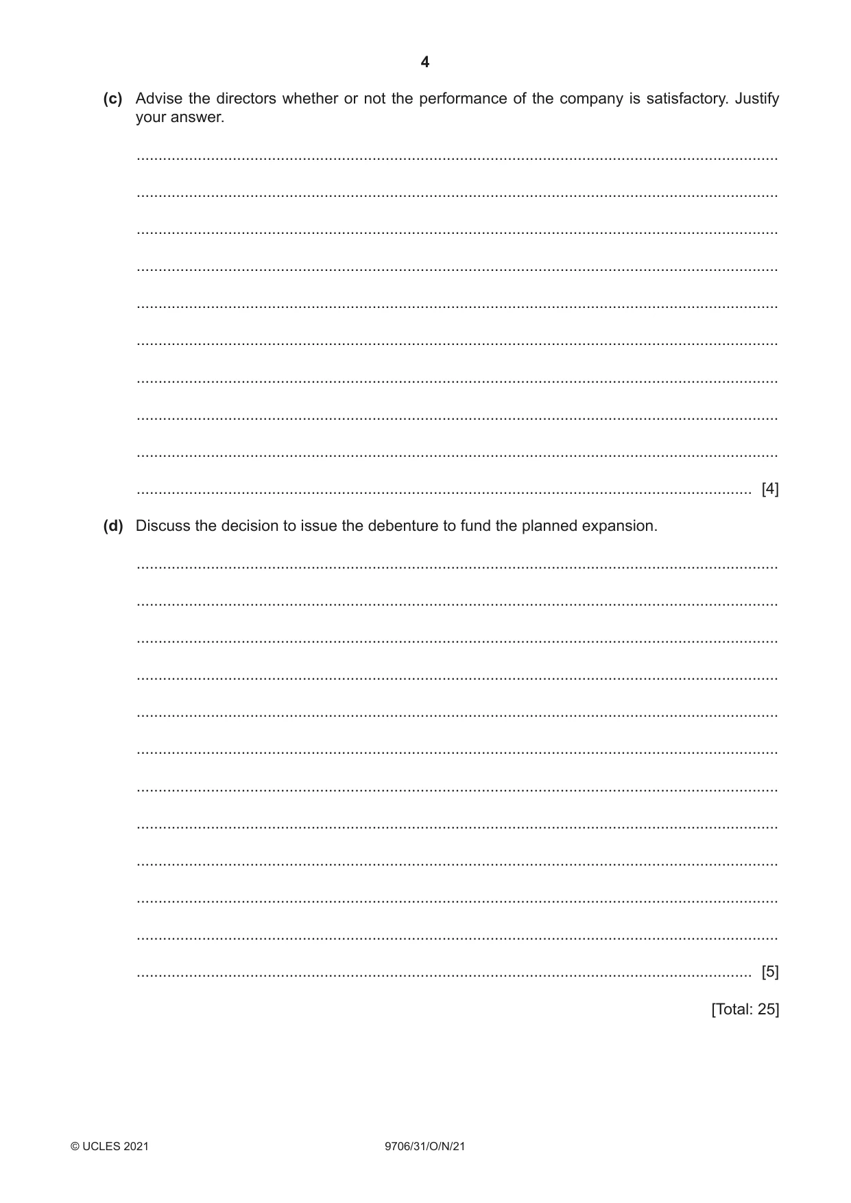 Cambridge A Level Accounting 9706 2021 Oct/Nov Paper 3 · Variant 1 question paper, page 4 of 24