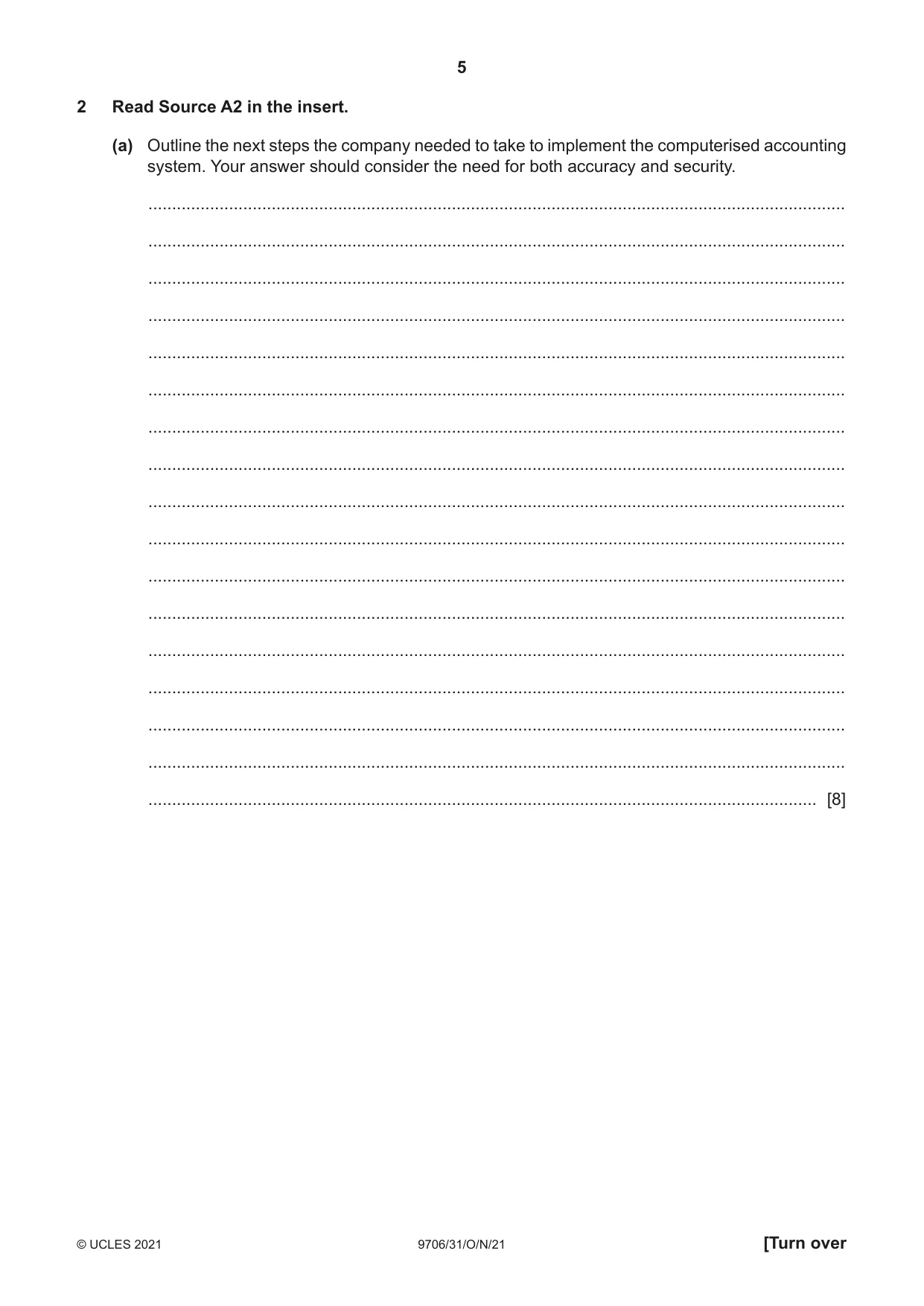Cambridge A Level Accounting 9706 2021 Oct/Nov Paper 3 · Variant 1 question paper, page 5 of 24