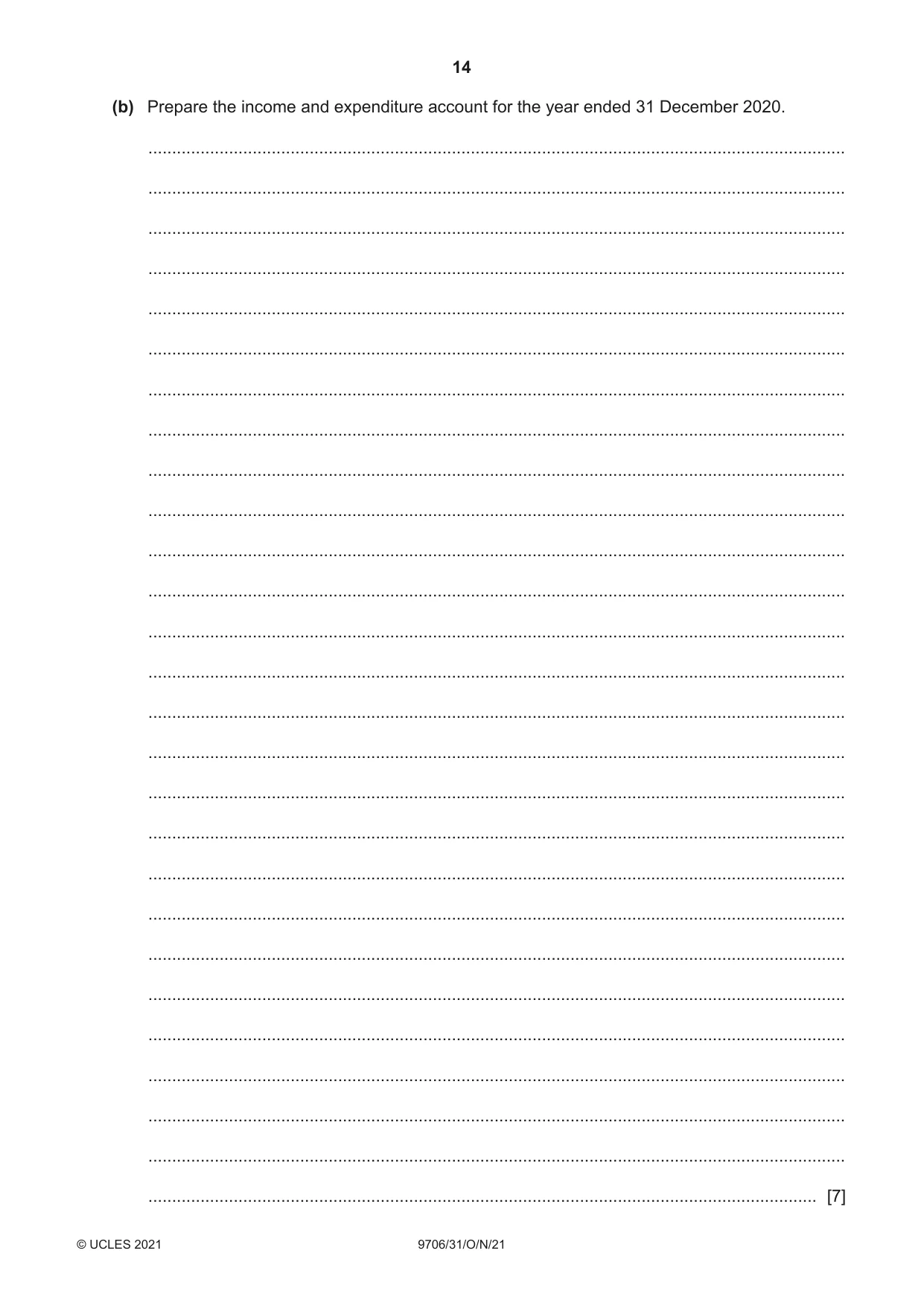 Cambridge A Level Accounting 9706 2021 Oct/Nov Paper 3 · Variant 1 question paper, page 14 of 24
