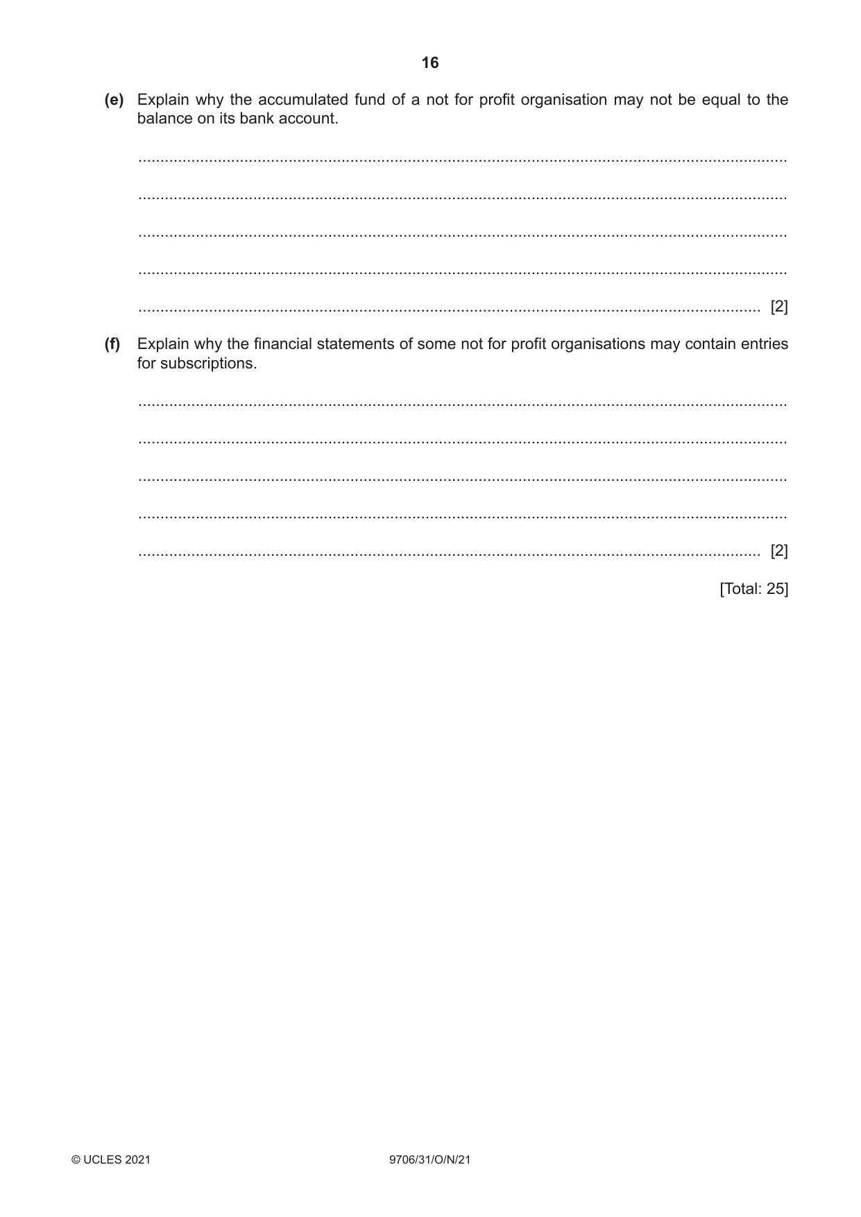 Cambridge A Level Accounting 9706 2021 Oct/Nov Paper 3 · Variant 1 question paper, page 16 of 24