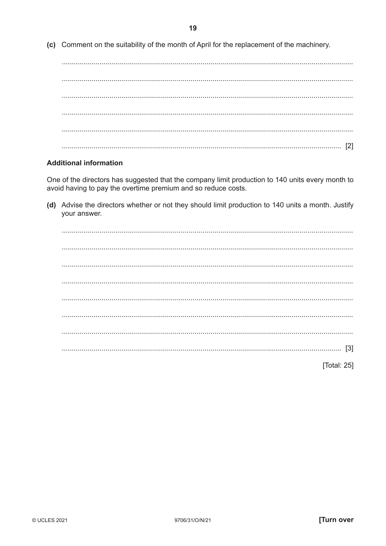 Cambridge A Level Accounting 9706 2021 Oct/Nov Paper 3 · Variant 1 question paper, page 19 of 24