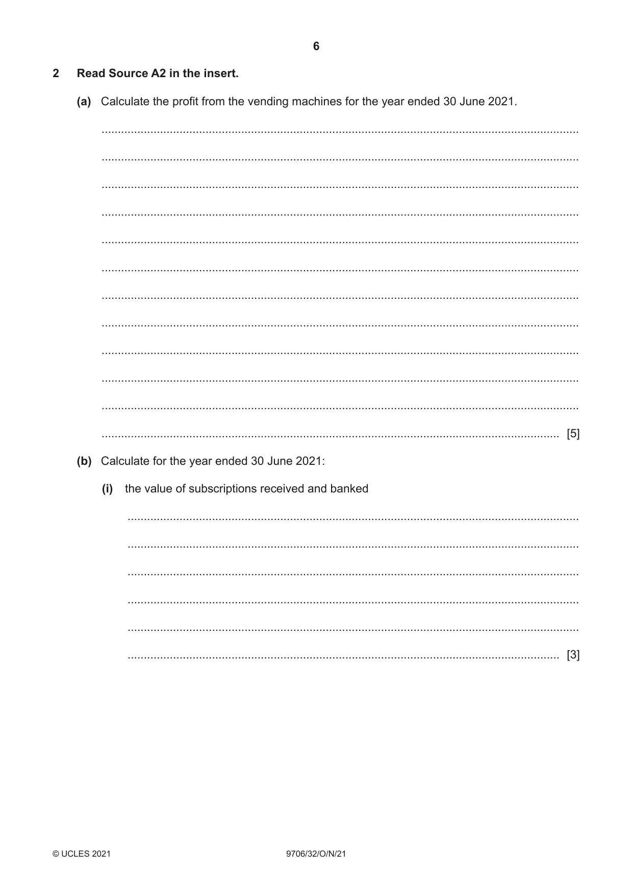 Cambridge A Level Accounting 9706 2021 Oct/Nov Paper 3 · Variant 2 question paper, page 6 of 24