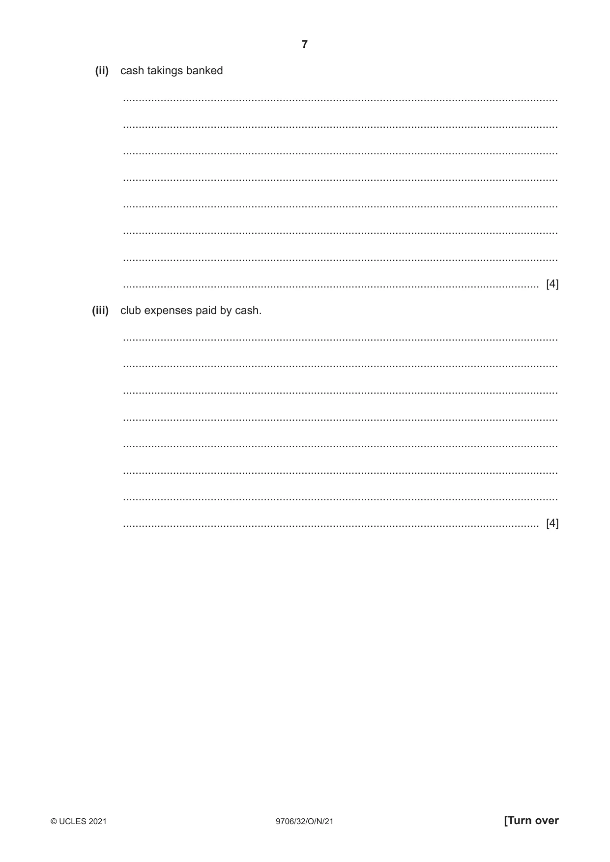 Cambridge A Level Accounting 9706 2021 Oct/Nov Paper 3 · Variant 2 question paper, page 7 of 24