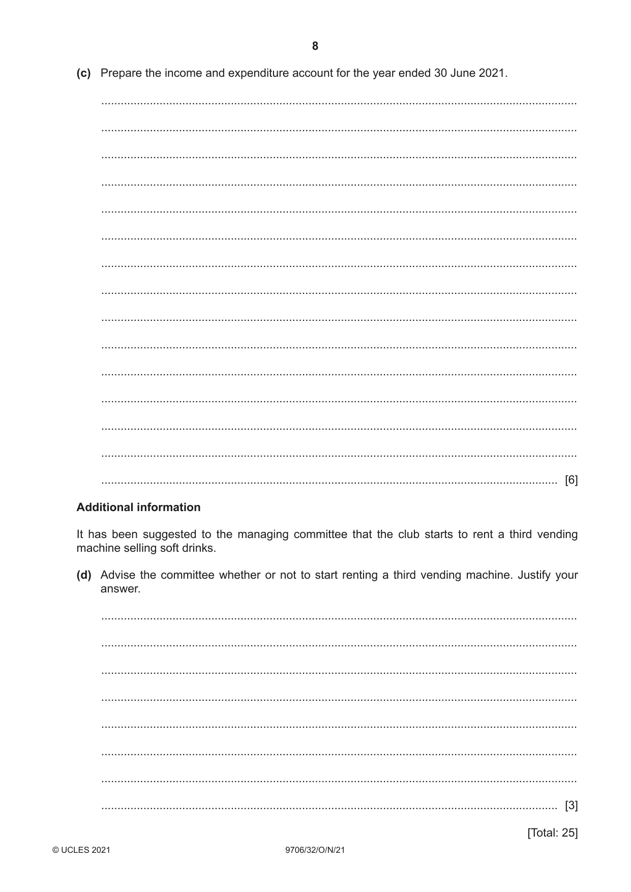 Cambridge A Level Accounting 9706 2021 Oct/Nov Paper 3 · Variant 2 question paper, page 8 of 24