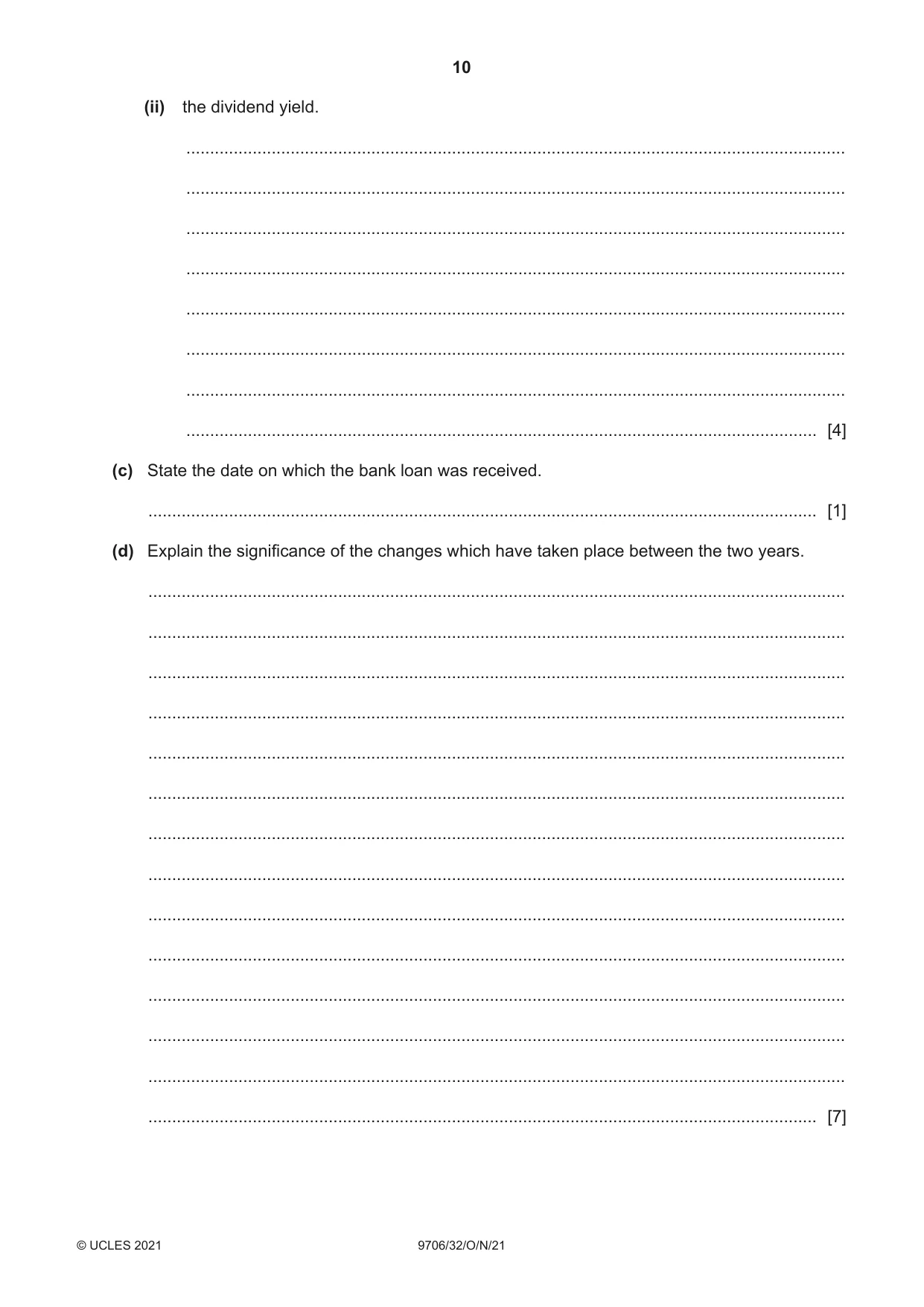 Cambridge A Level Accounting 9706 2021 Oct/Nov Paper 3 · Variant 2 question paper, page 10 of 24