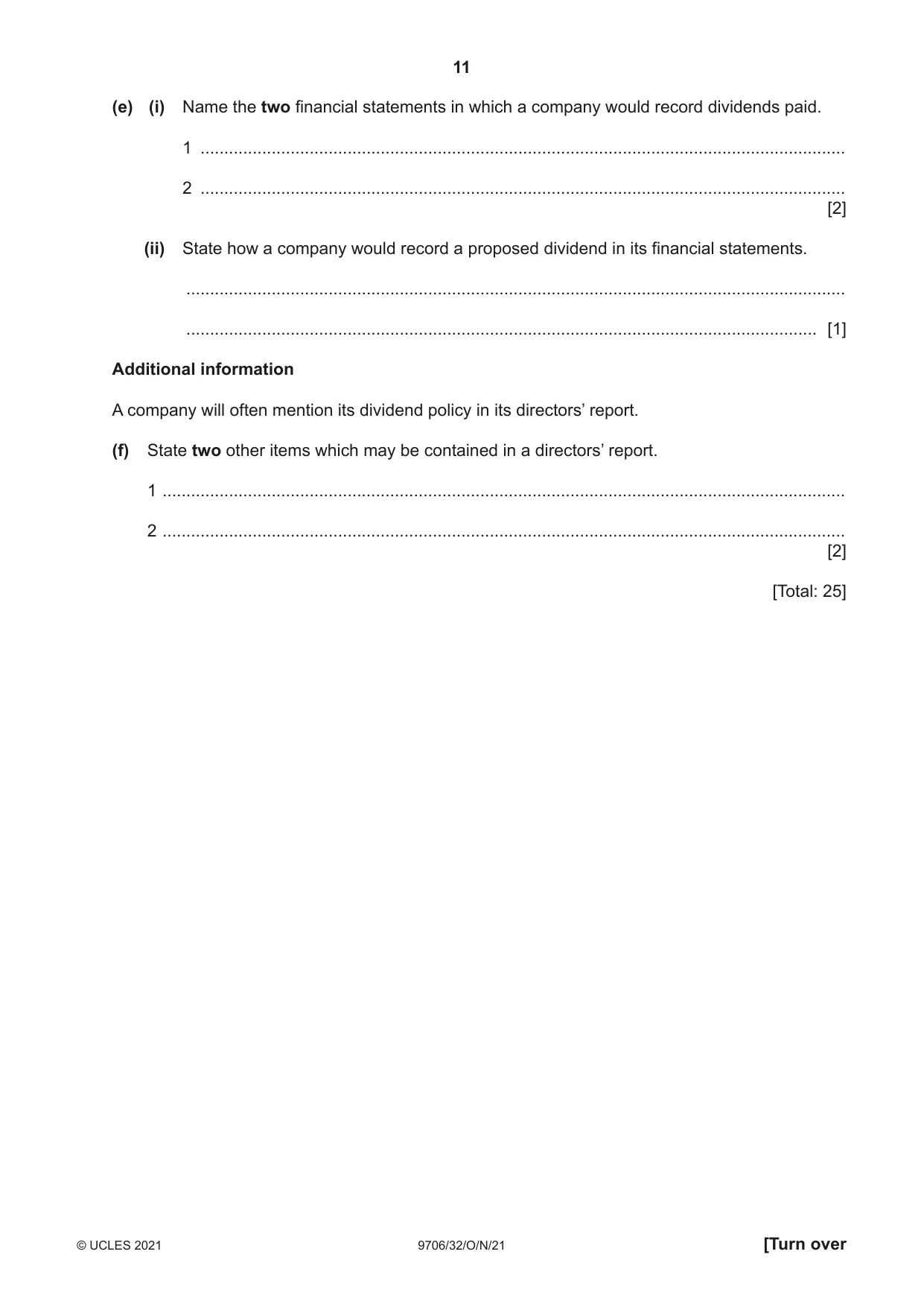 Cambridge A Level Accounting 9706 2021 Oct/Nov Paper 3 · Variant 2 question paper, page 11 of 24