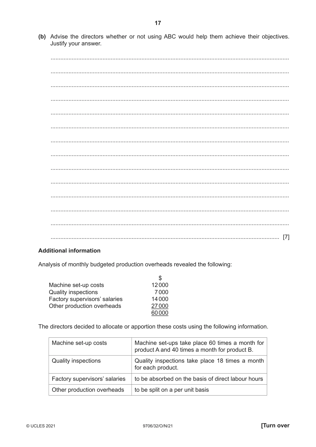 Cambridge A Level Accounting 9706 2021 Oct/Nov Paper 3 · Variant 2 question paper, page 17 of 24
