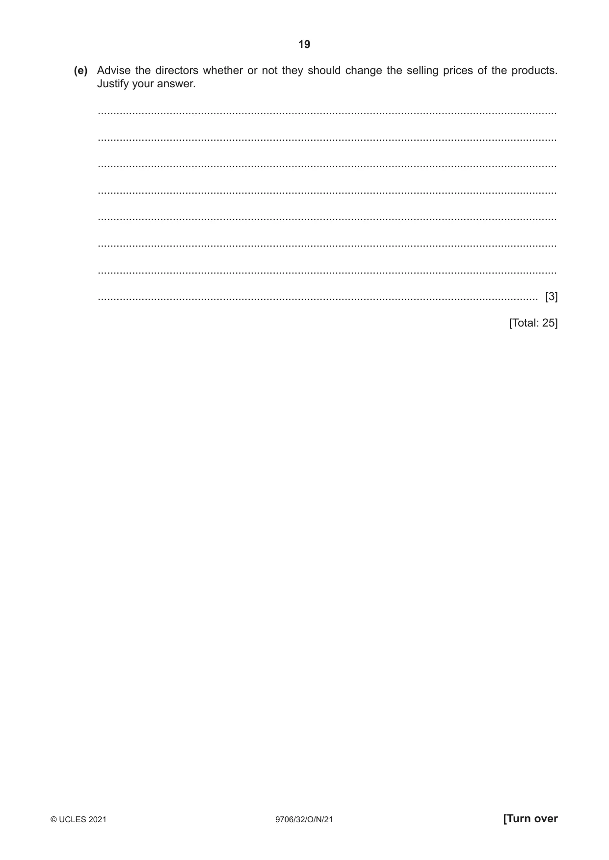 Cambridge A Level Accounting 9706 2021 Oct/Nov Paper 3 · Variant 2 question paper, page 19 of 24