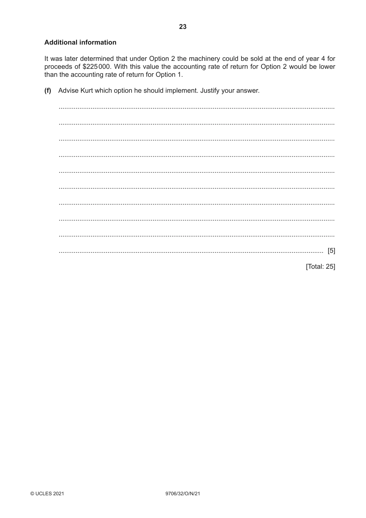 Cambridge A Level Accounting 9706 2021 Oct/Nov Paper 3 · Variant 2 question paper, page 23 of 24