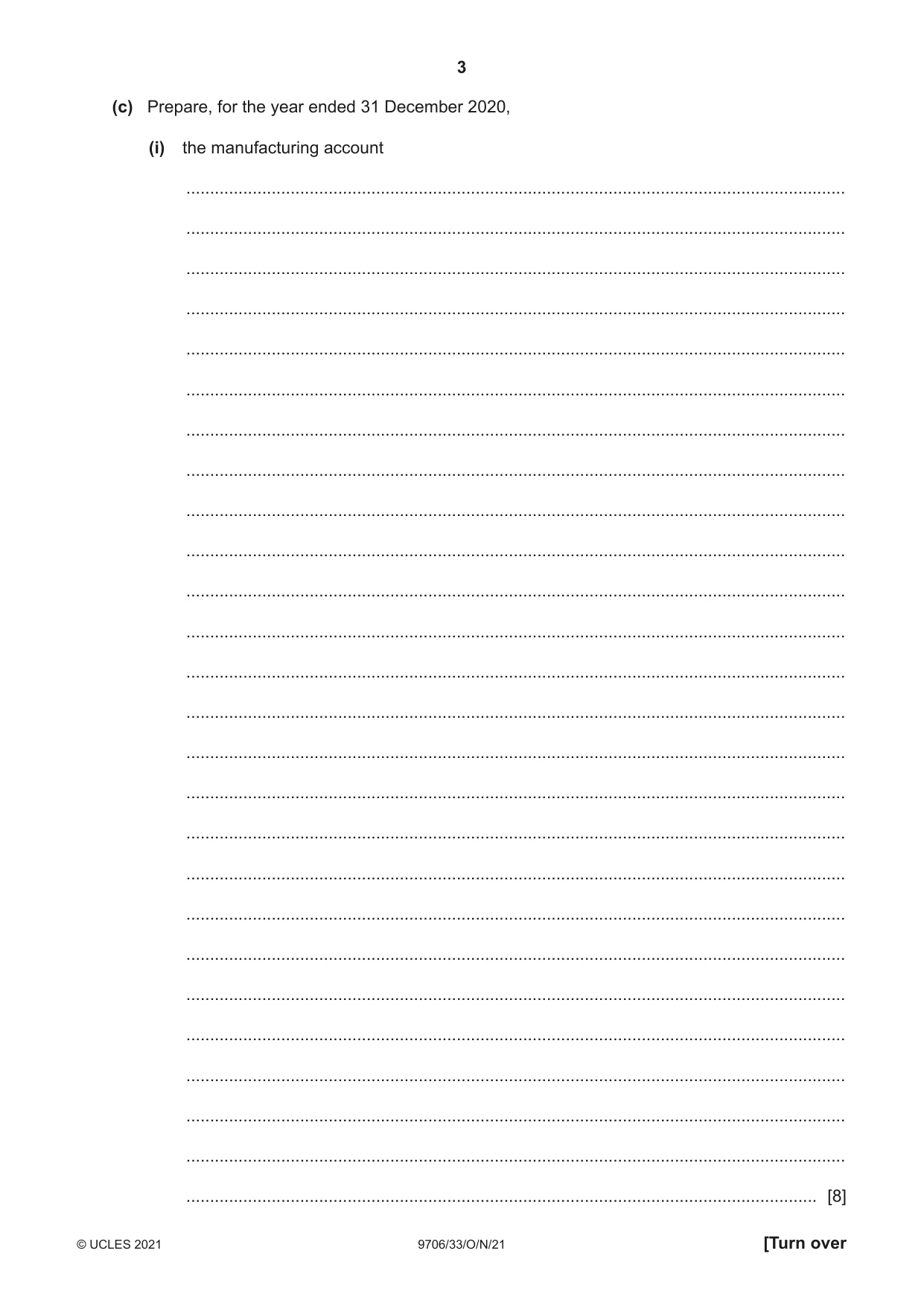 Cambridge A Level Accounting 9706 2021 Oct/Nov Paper 3 · Variant 3 question paper, page 3 of 24