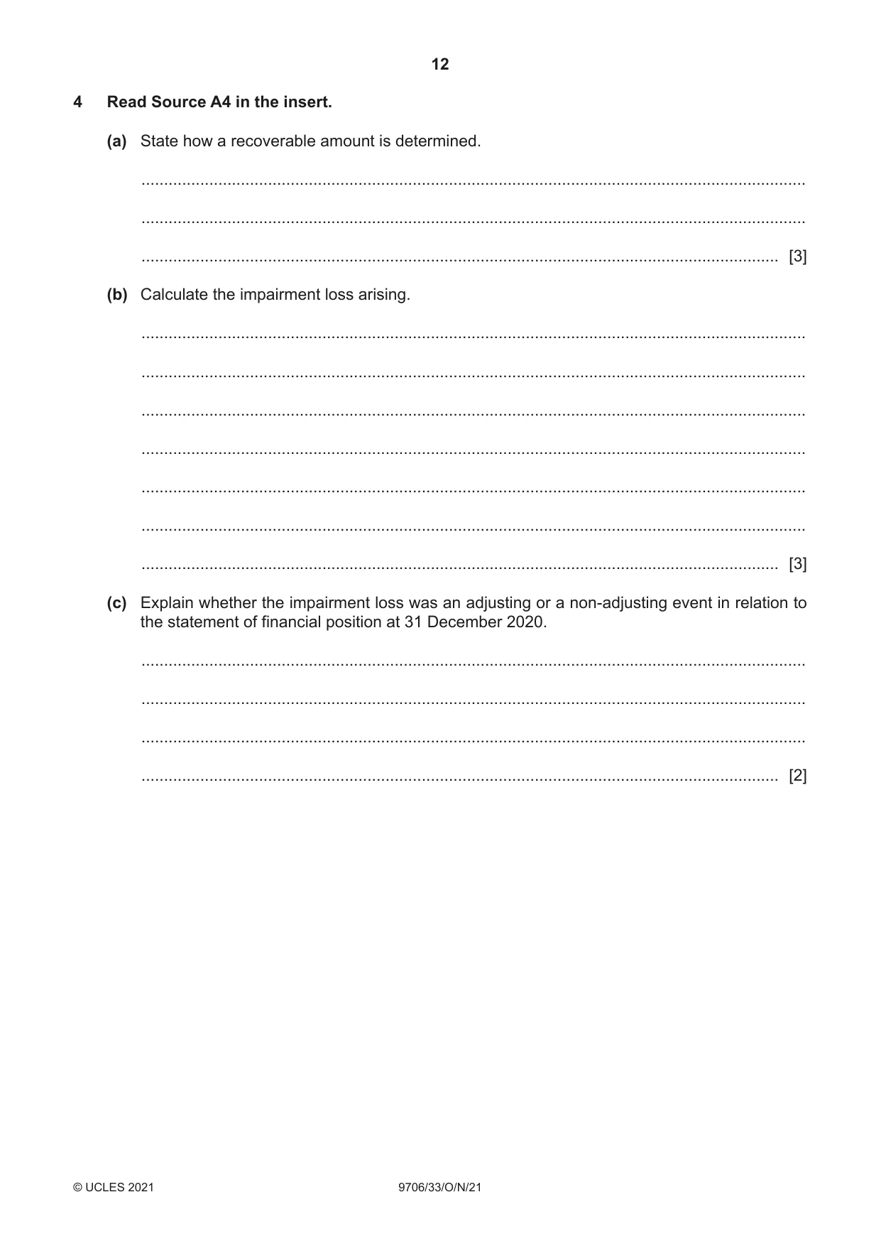 Cambridge A Level Accounting 9706 2021 Oct/Nov Paper 3 · Variant 3 question paper, page 12 of 24
