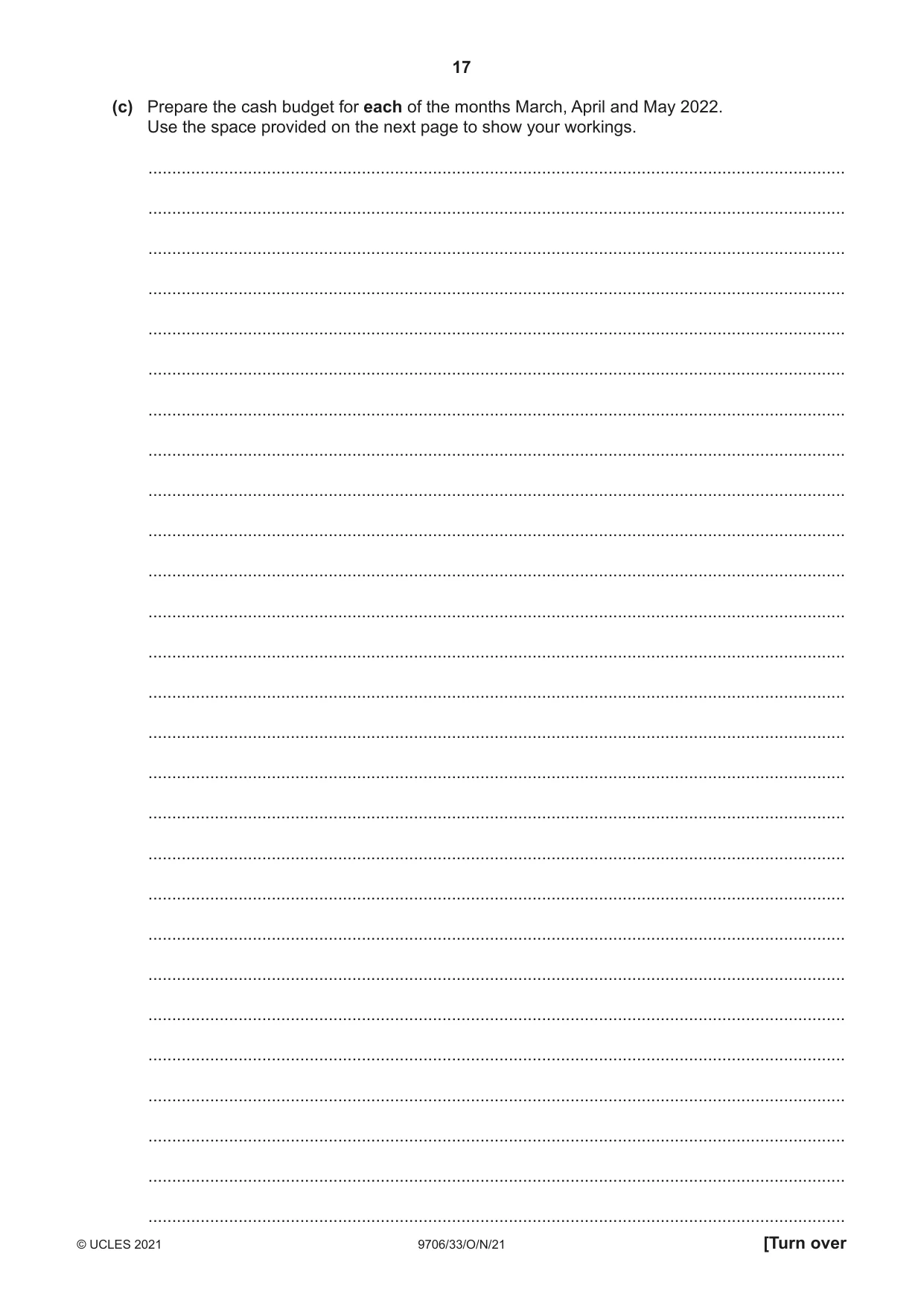 Cambridge A Level Accounting 9706 2021 Oct/Nov Paper 3 · Variant 3 question paper, page 17 of 24