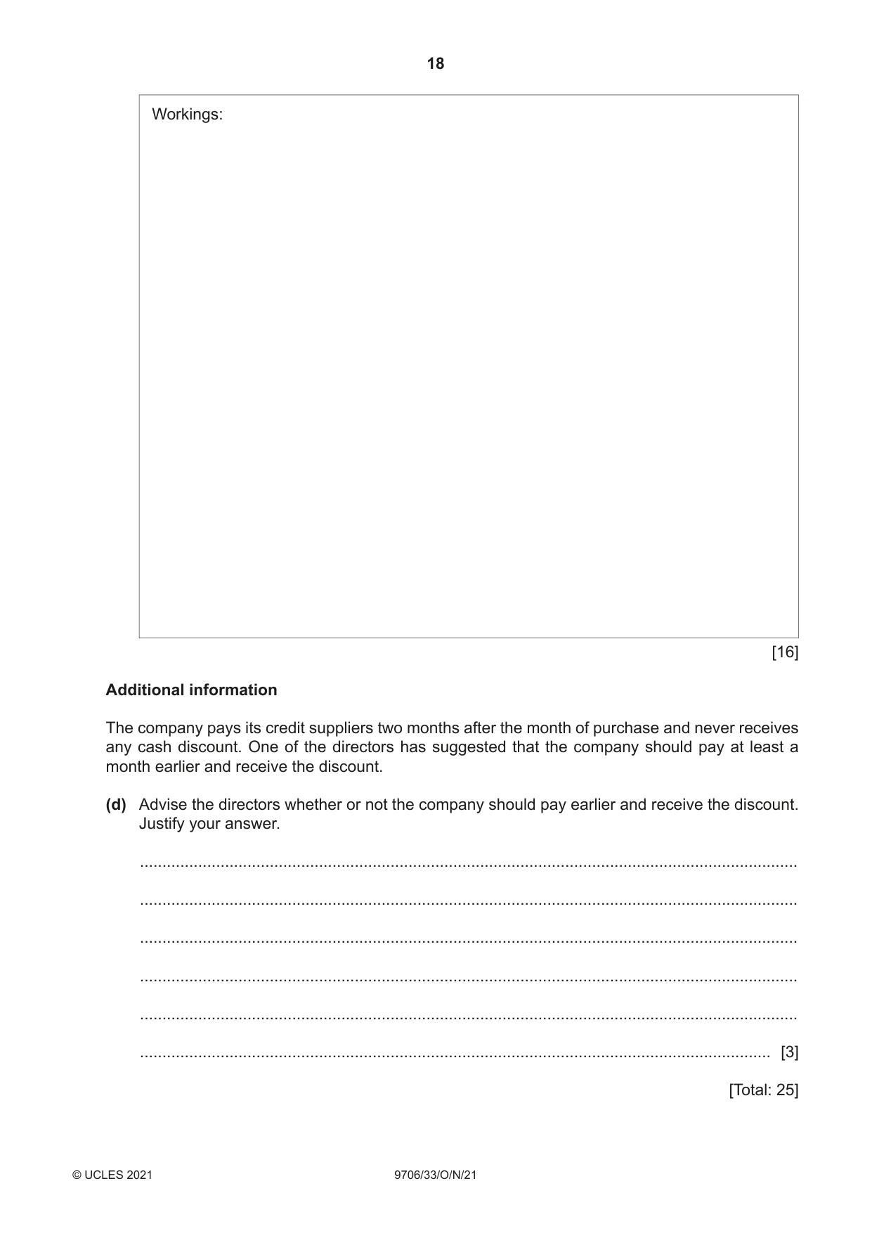 Cambridge A Level Accounting 9706 2021 Oct/Nov Paper 3 · Variant 3 question paper, page 18 of 24