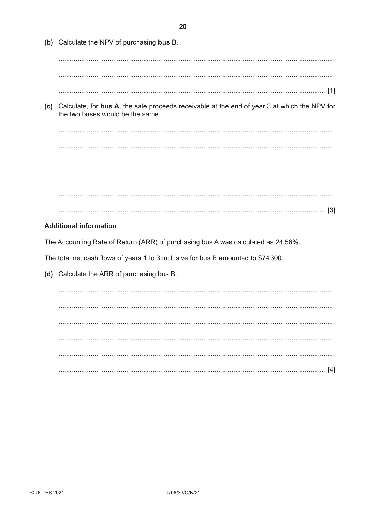 Cambridge A Level Accounting 9706 2021 Oct/Nov Paper 3 · Variant 3 question paper, page 20 of 24