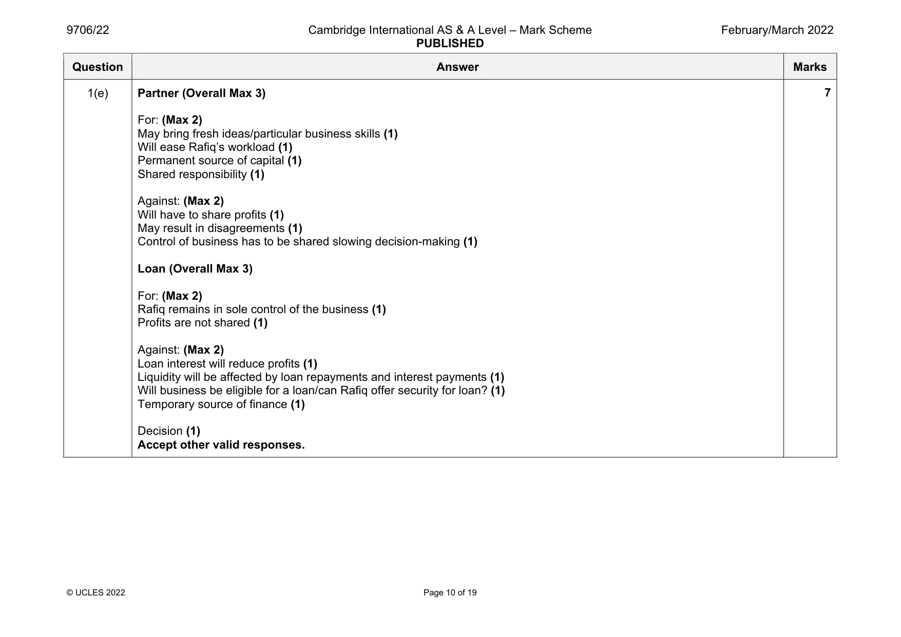 Mark scheme, page 10 of 19