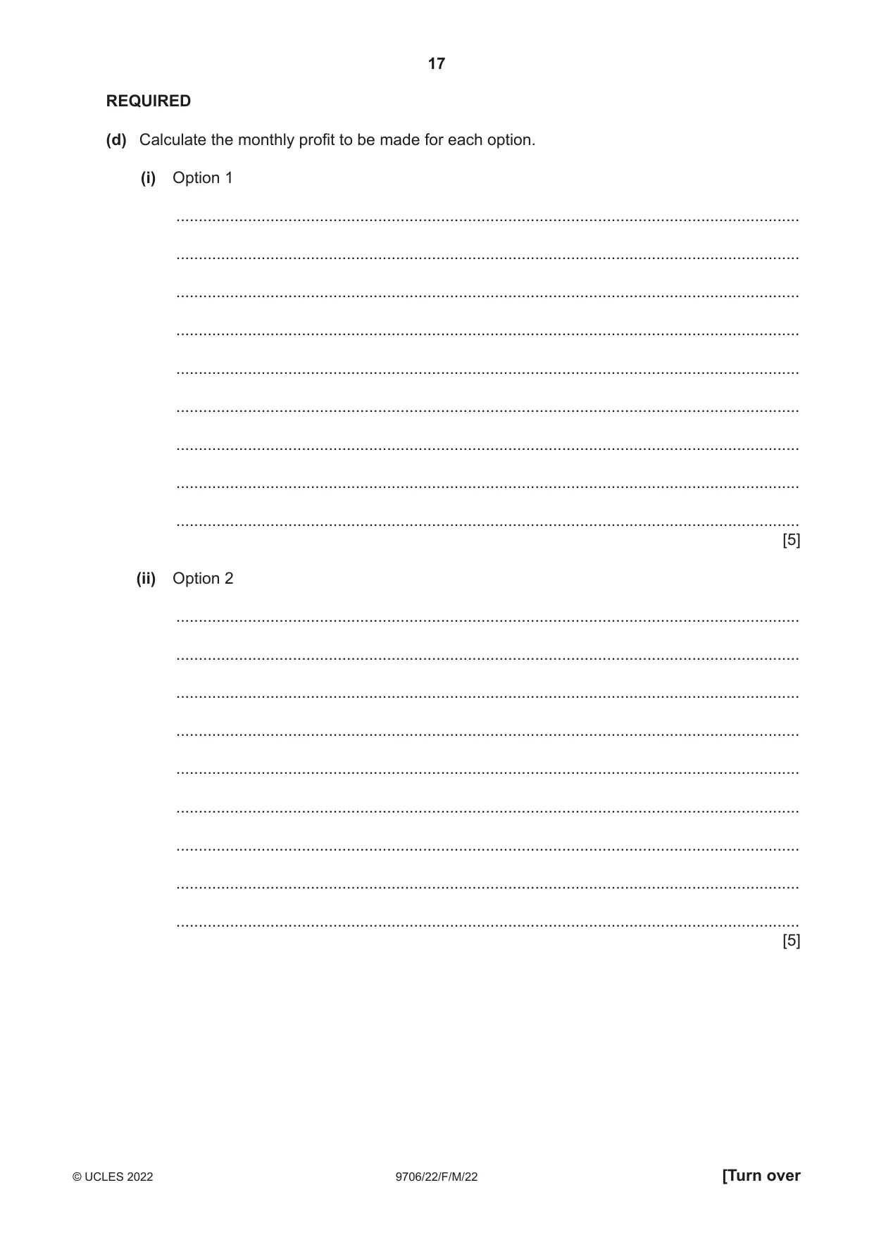 Cambridge A Level Accounting 9706 2022 Feb/March Paper 2 · Variant 2 question paper, page 17 of 20