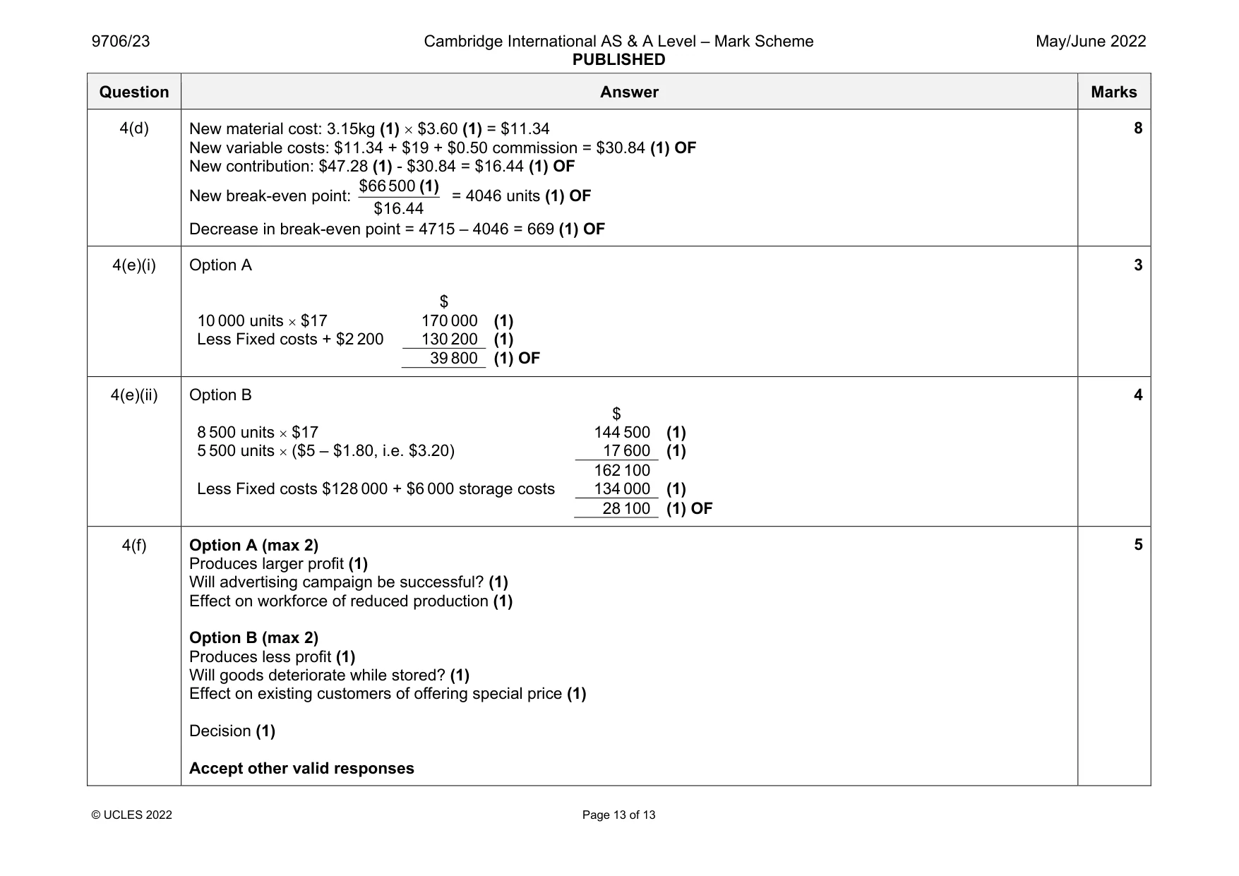Mark scheme, page 13 of 13