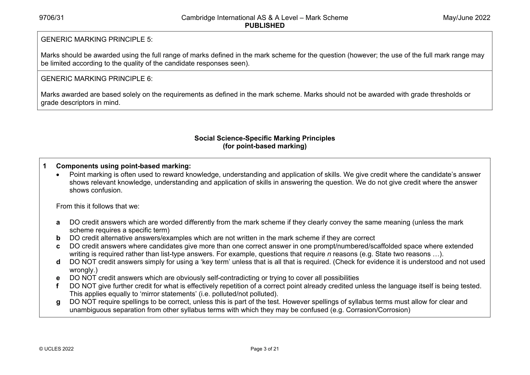 Mark scheme, page 3 of 21