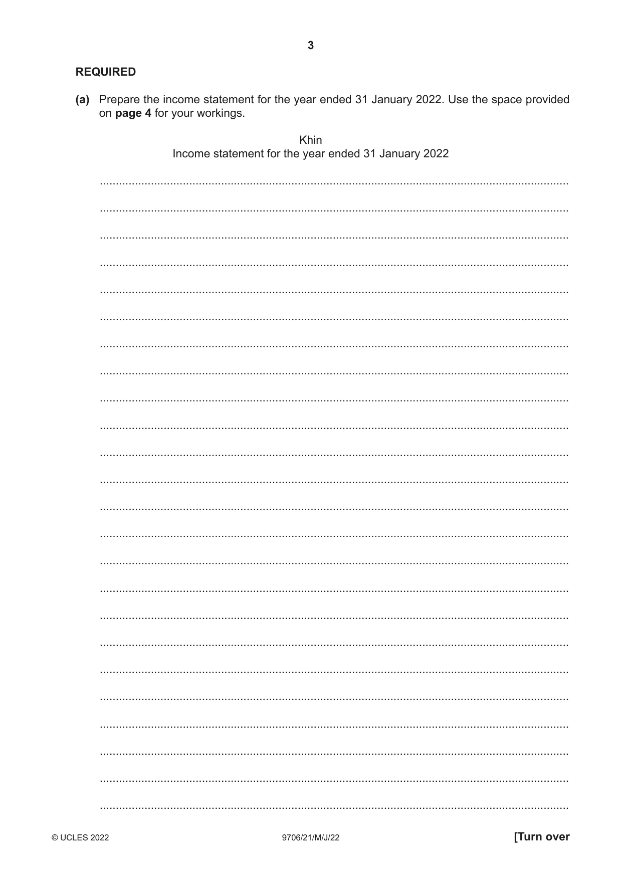 Cambridge A Level Accounting 9706 2022 May/June Paper 2 · Variant 1 question paper, page 3 of 20