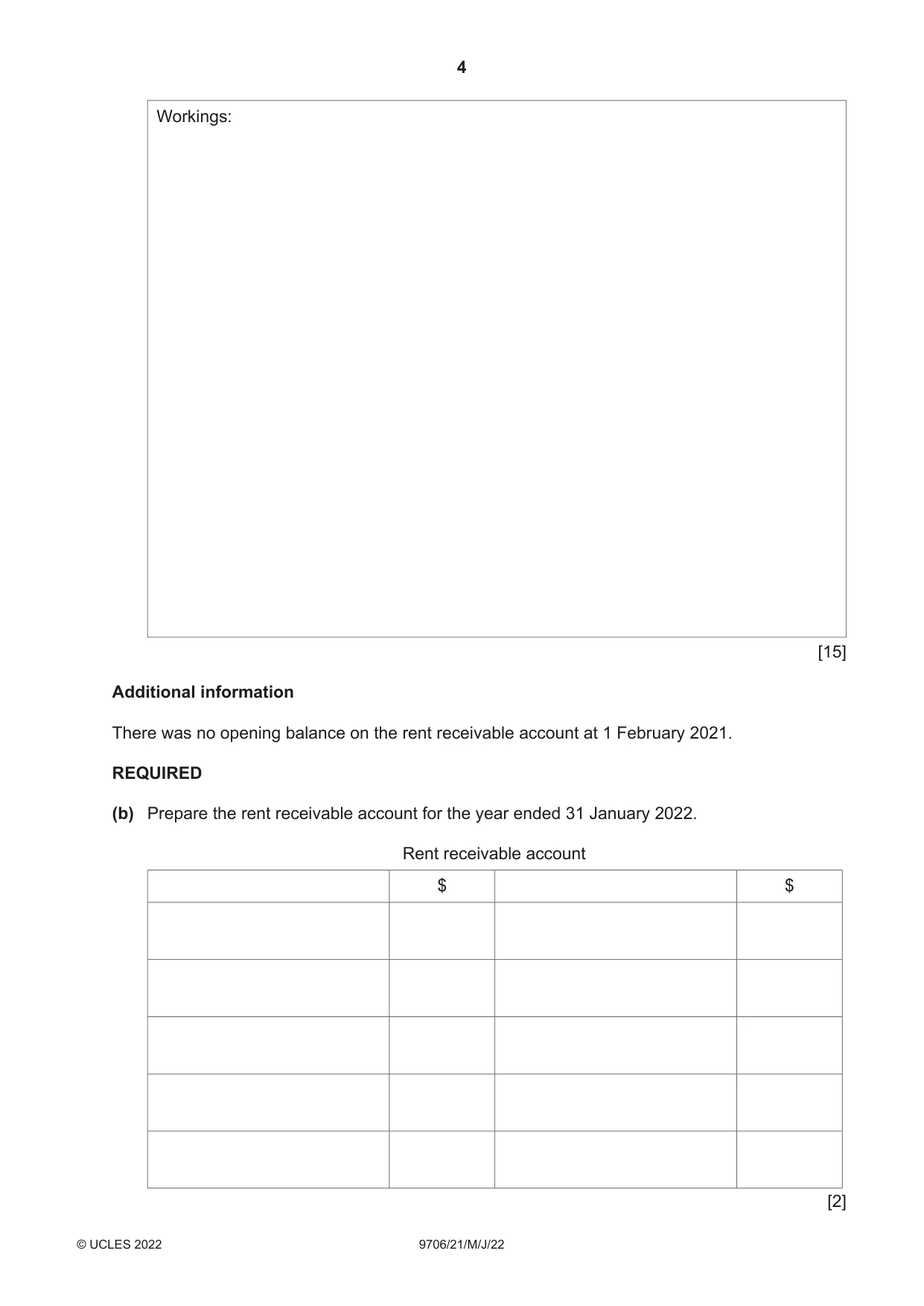 Cambridge A Level Accounting 9706 2022 May/June Paper 2 · Variant 1 question paper, page 4 of 20