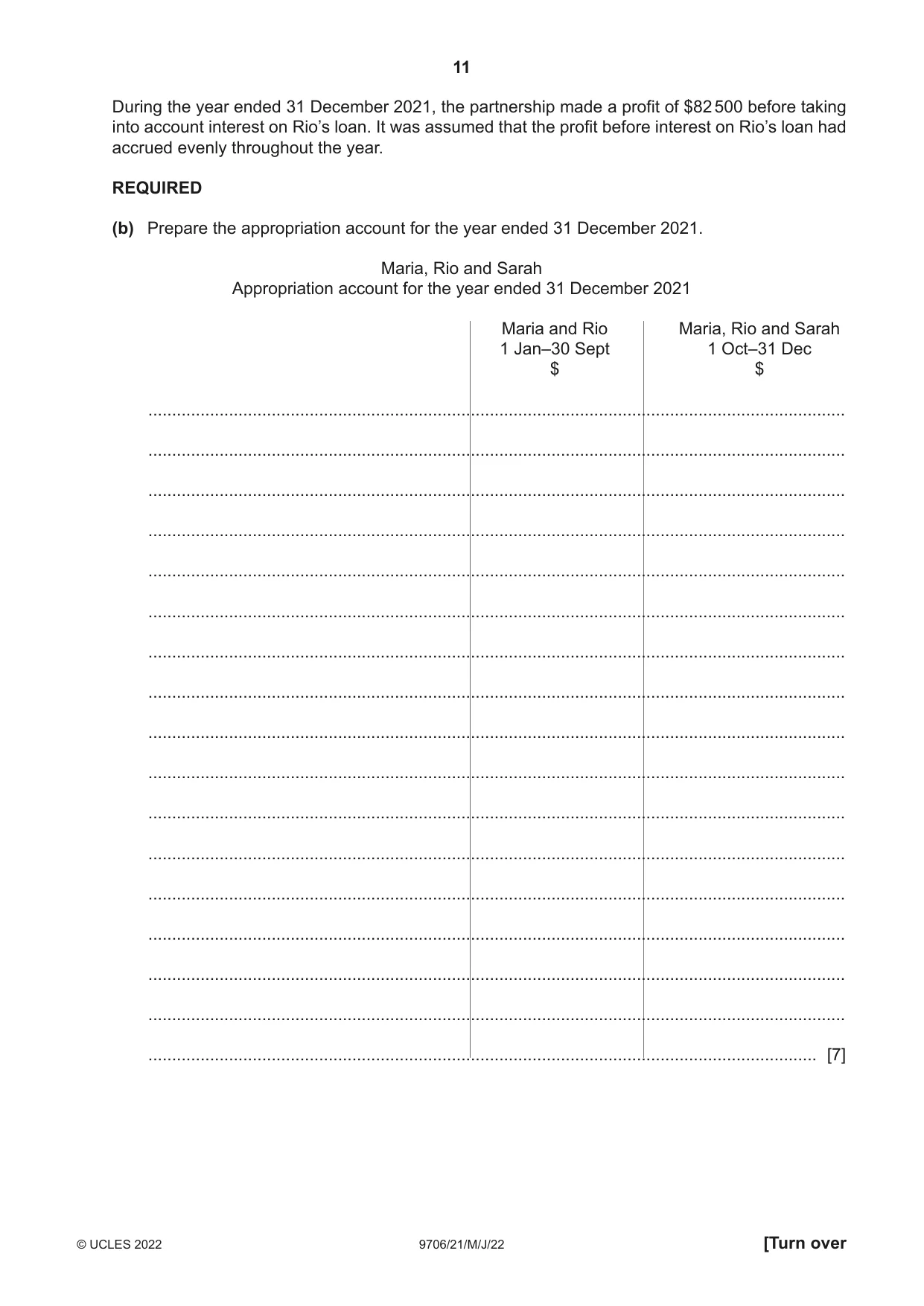 Cambridge A Level Accounting 9706 2022 May/June Paper 2 · Variant 1 question paper, page 11 of 20
