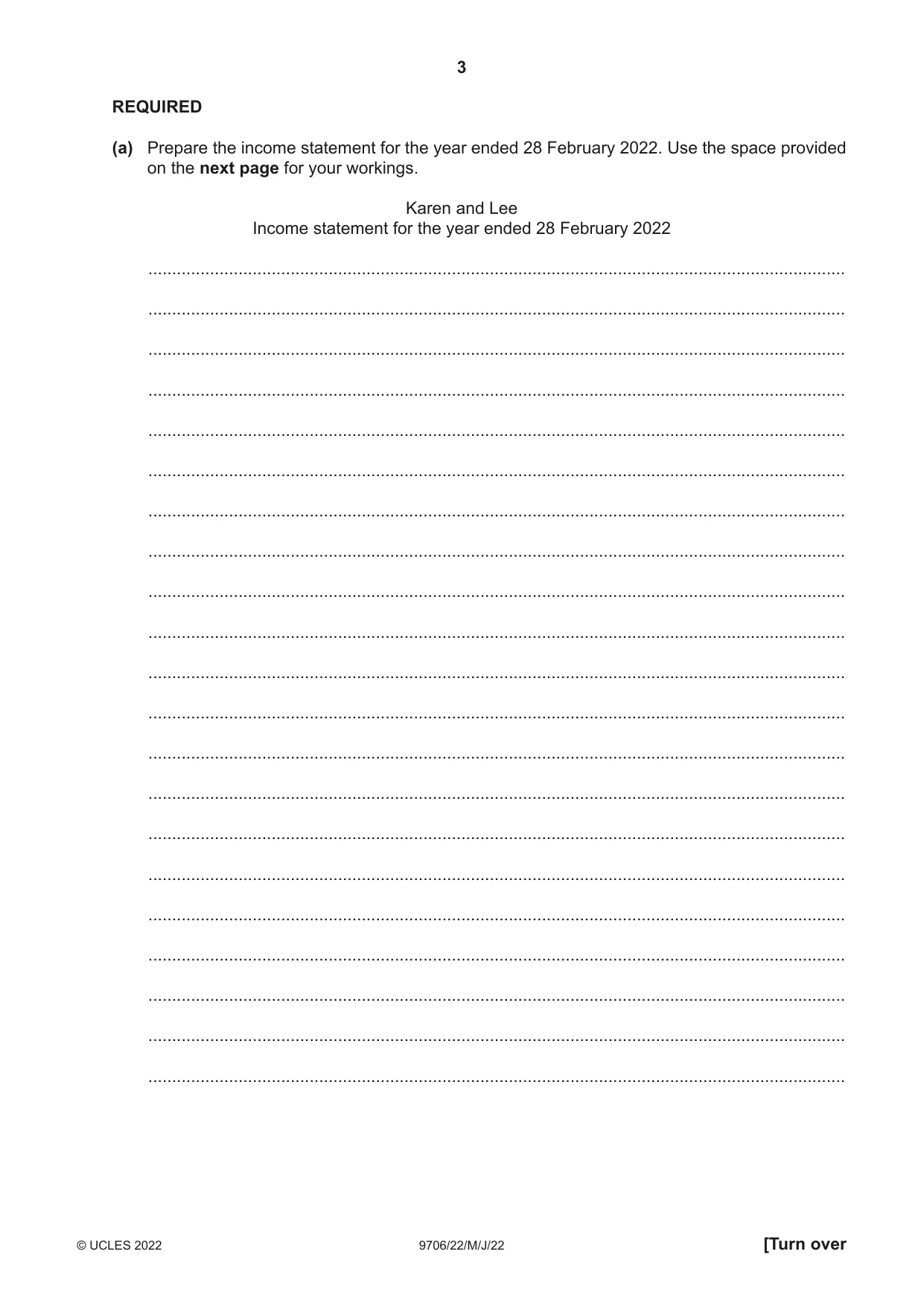 Cambridge A Level Accounting 9706 2022 May/June Paper 2 · Variant 2 question paper, page 3 of 20