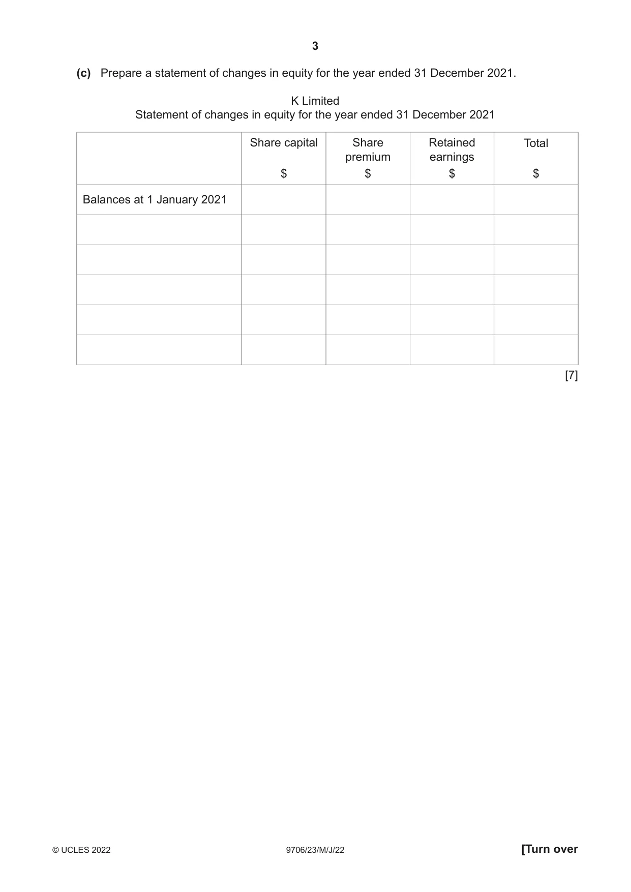 Cambridge A Level Accounting 9706 2022 May/June Paper 2 · Variant 3 question paper, page 3 of 20