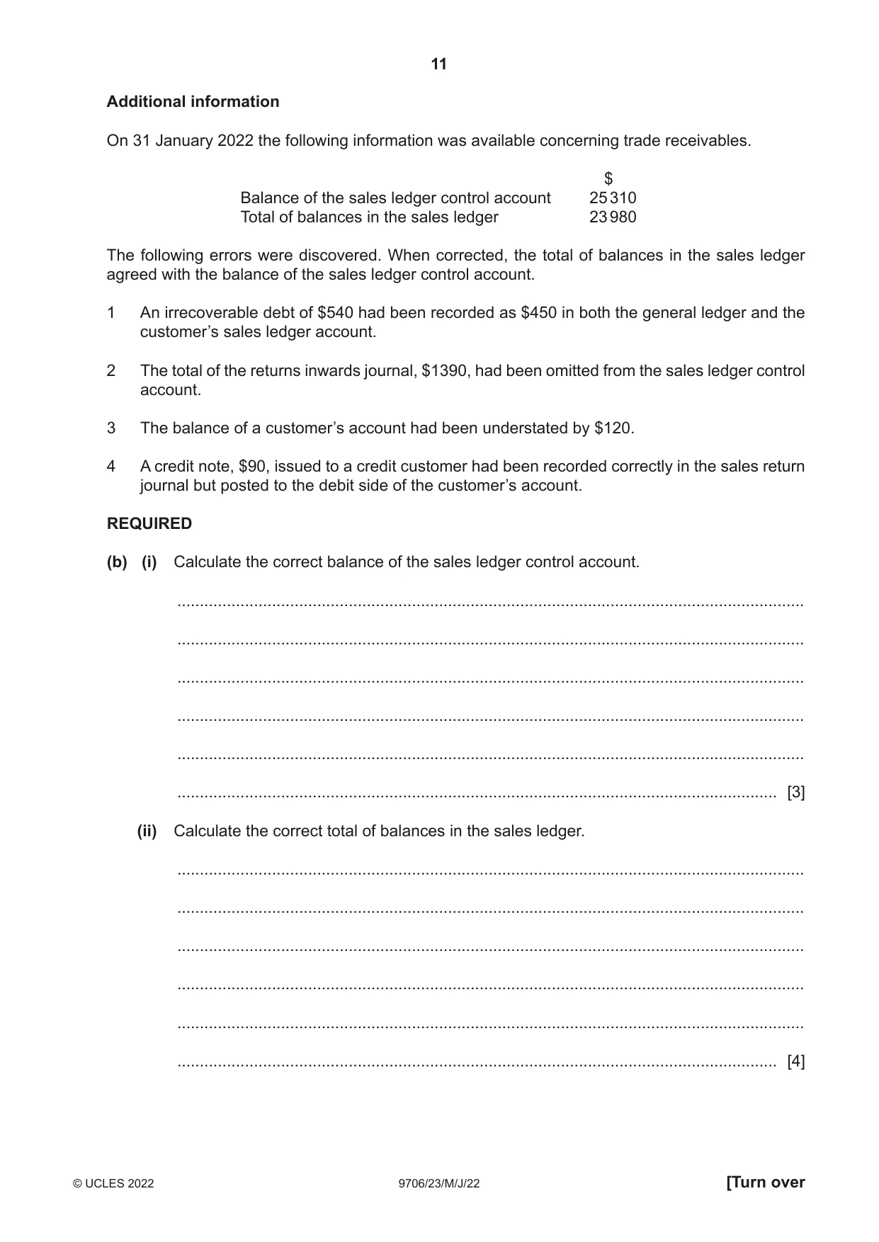 Cambridge A Level Accounting 9706 2022 May/June Paper 2 · Variant 3 question paper, page 11 of 20